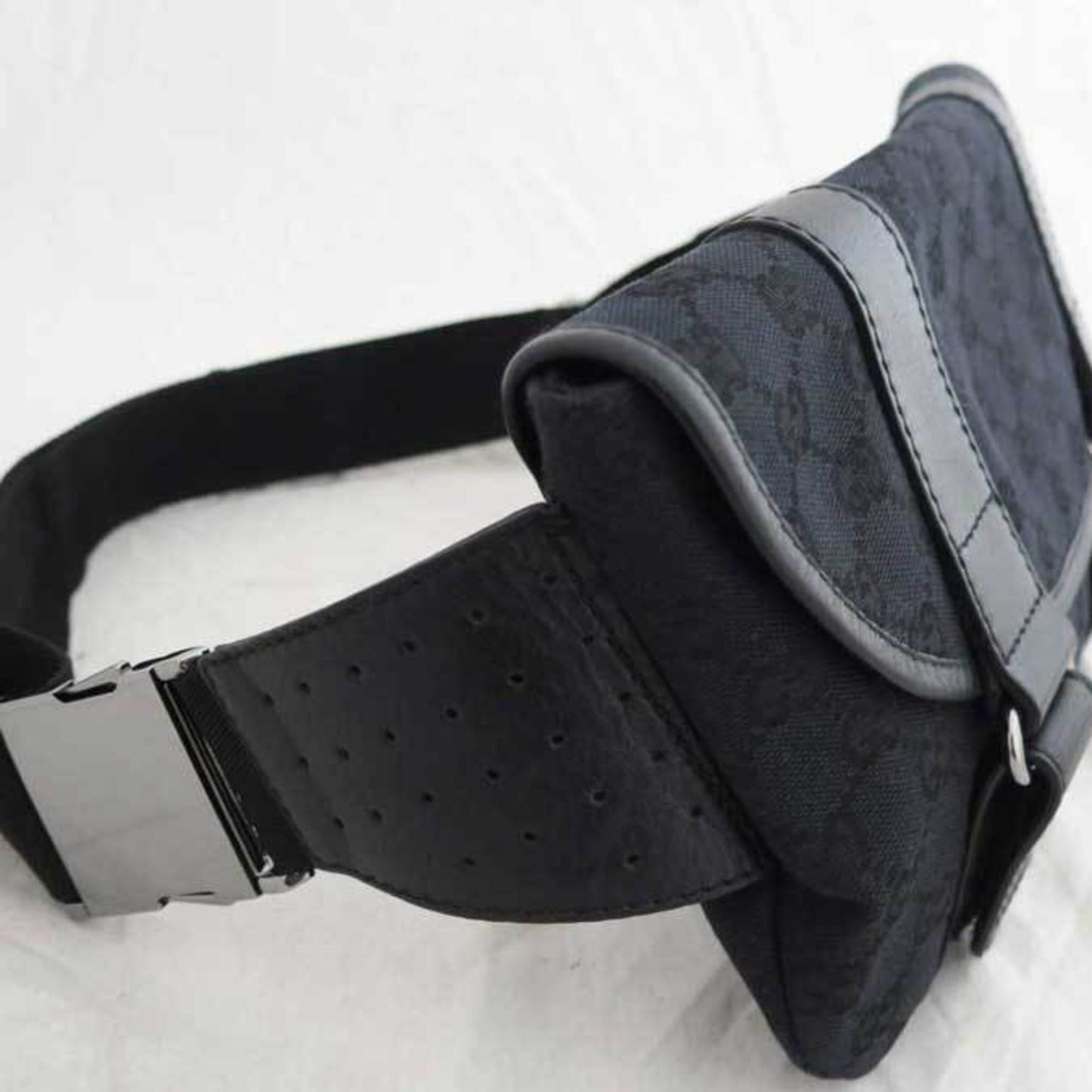 Gucci Black Leather Canvas Handbag Style 4