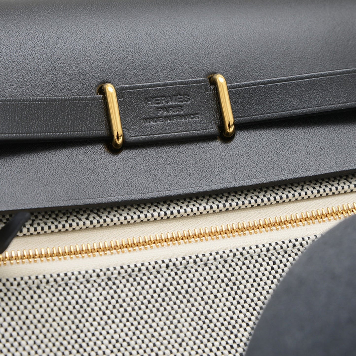 Hermes Her Bag Black Ecru Vache Leather Shoulder Bag ( )