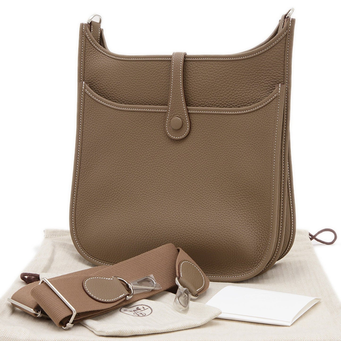 Hermes Etoupe Gray Taurillon Clemence Leather Shoulder Bag ( )