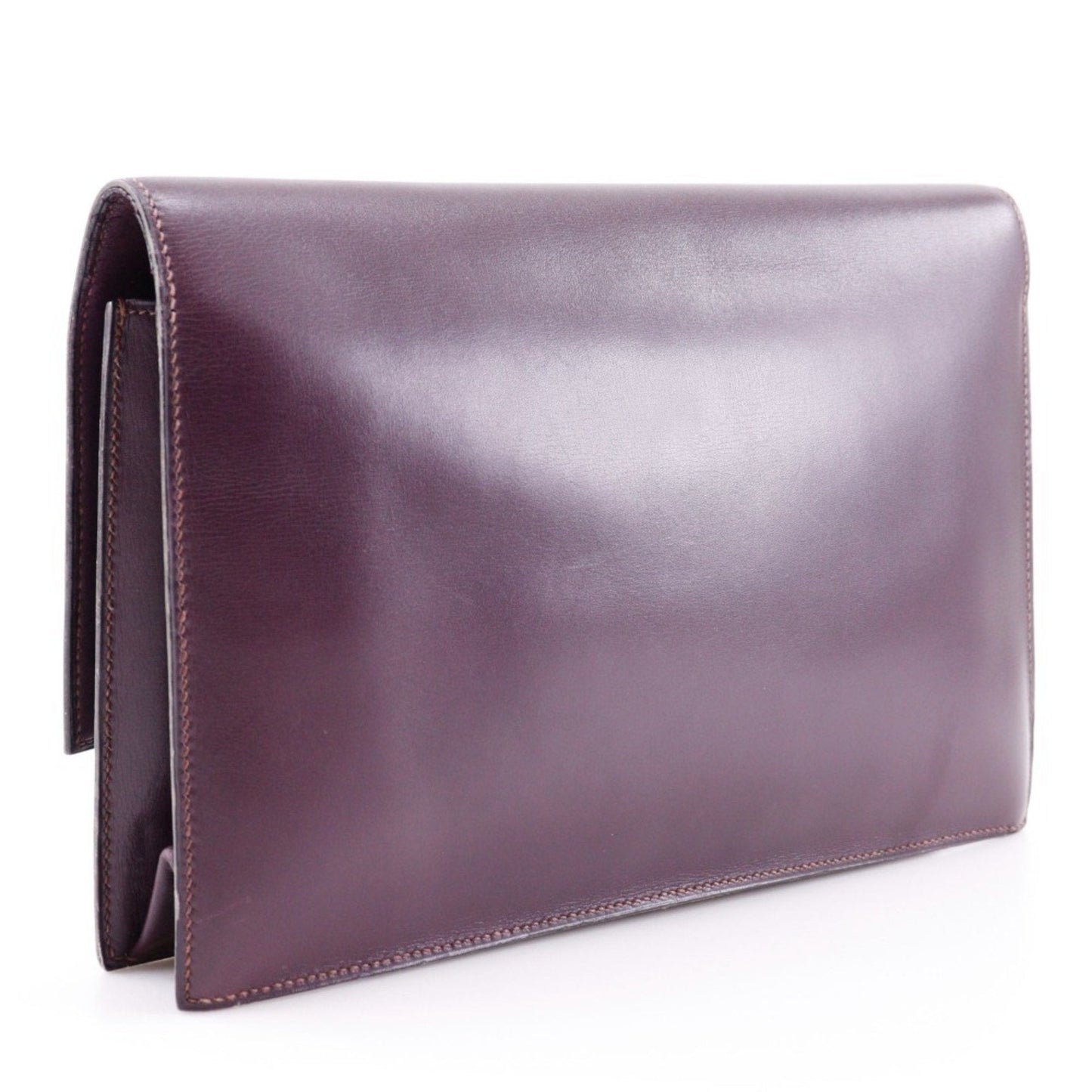 Hermes Bordeaux Box Calf Leather Clutch Bag ( )