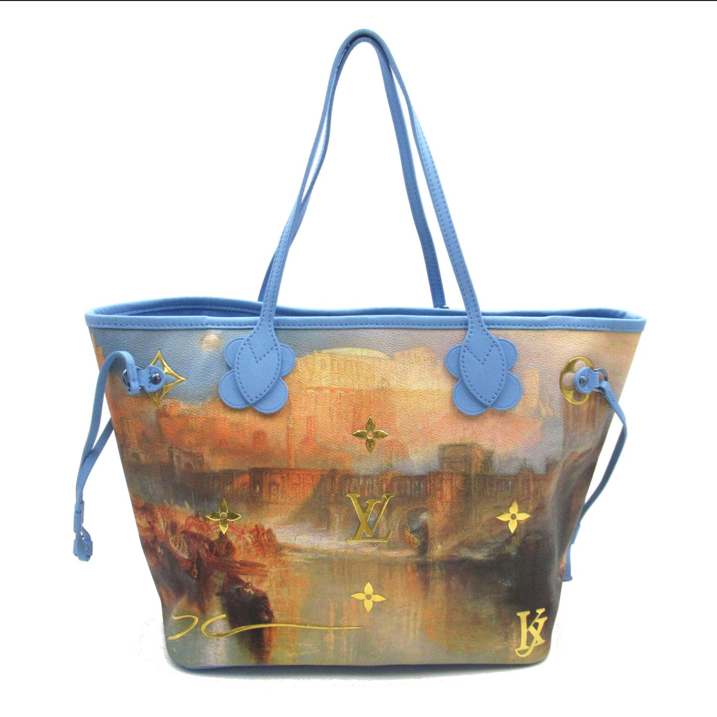 LOUIS VUITTON Turner Neverfull MM Blue Brown Masters collection PVC coated canvas Tote