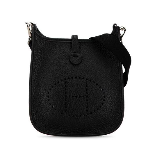 Hermes Evelyne Black Taurillon Clemence Leather Shoulder Bag ( )
