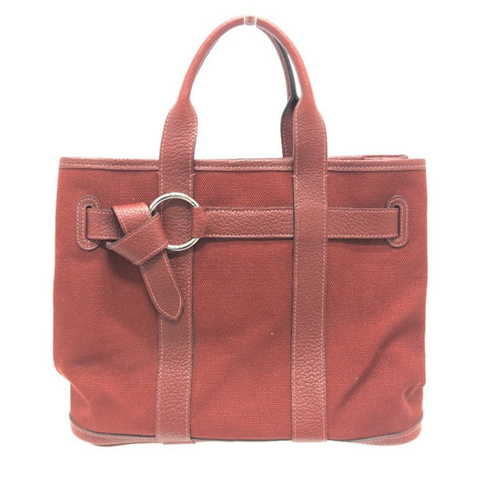 Hermes Bordeaux Canvas Leather Tote Bag ( )