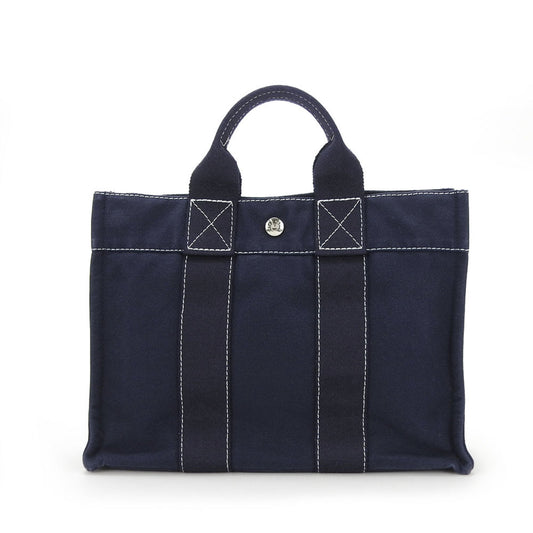 Hermes Deauville Navy Canvas Handbag ( )