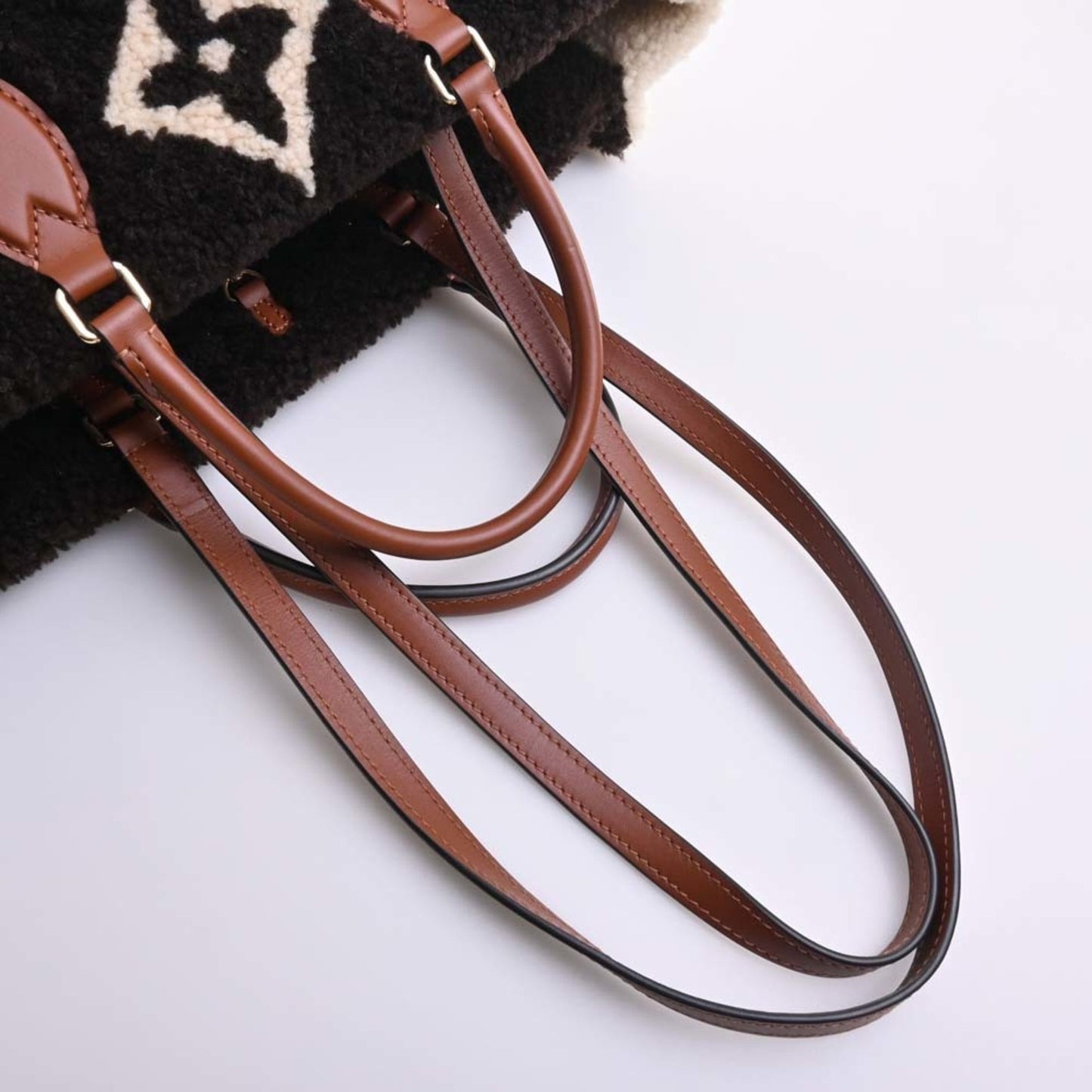 LOUIS VUITTON Monogram Teddy On the Go GM Handbag Brown/Ivory Women's