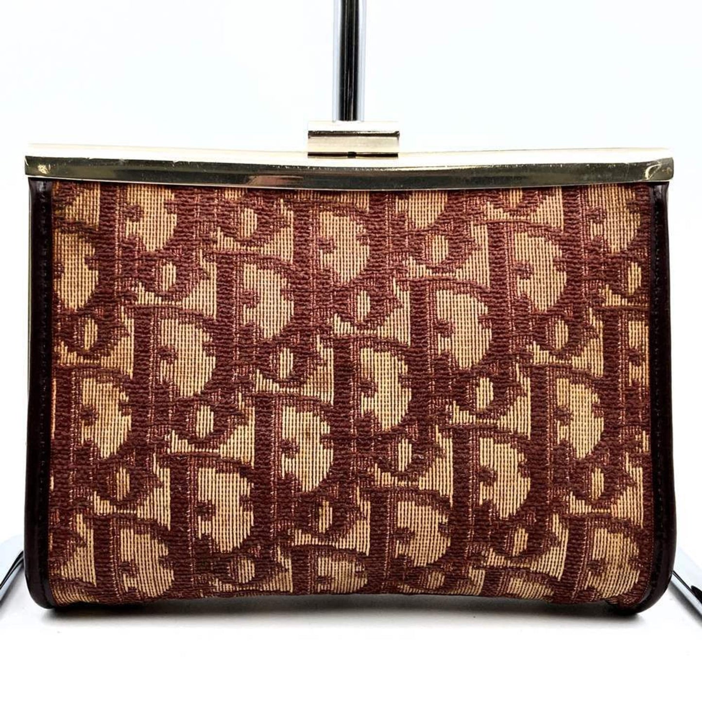 Christian Dior Beige Red Color Canvas Pouch ()
