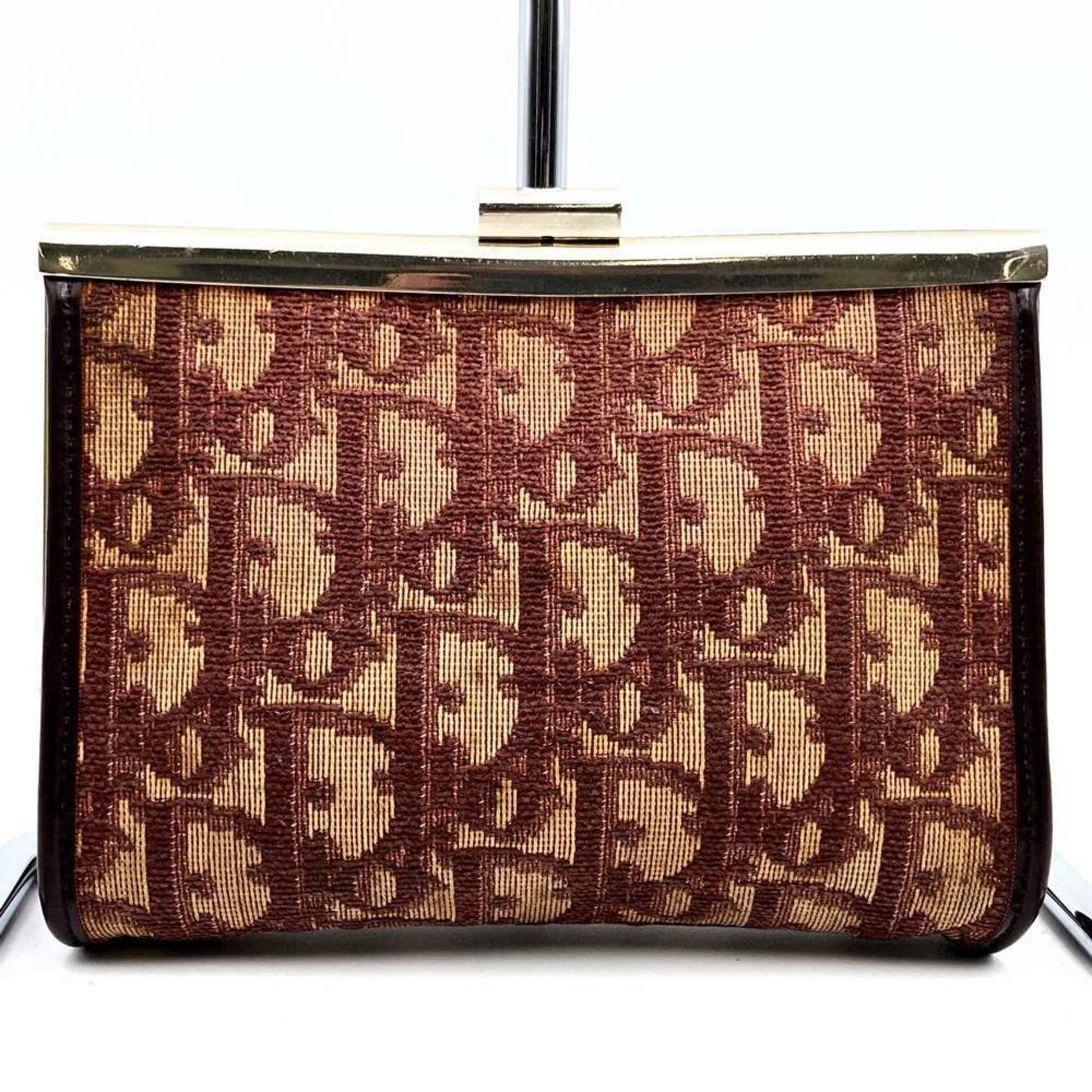 Christian Dior Beige Red Color Canvas Pouch ()