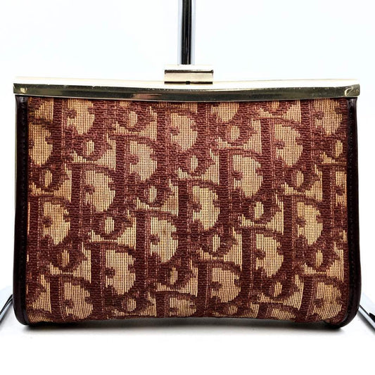 Christian Dior Beige Red Color Canvas Pouch ()