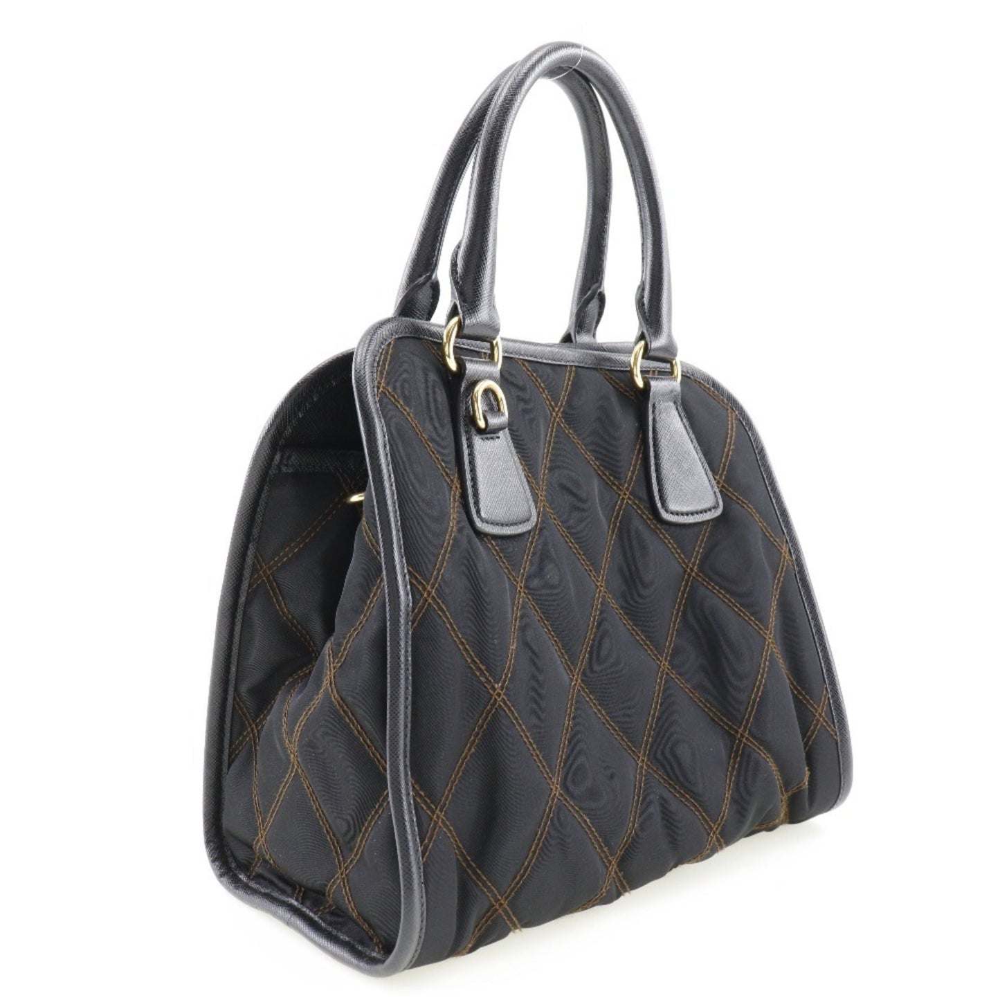 Prada Saffiano HandBag Quilted 2WAY Shoulder Nylon Crossbody Magnetic Type Safiano Ladies