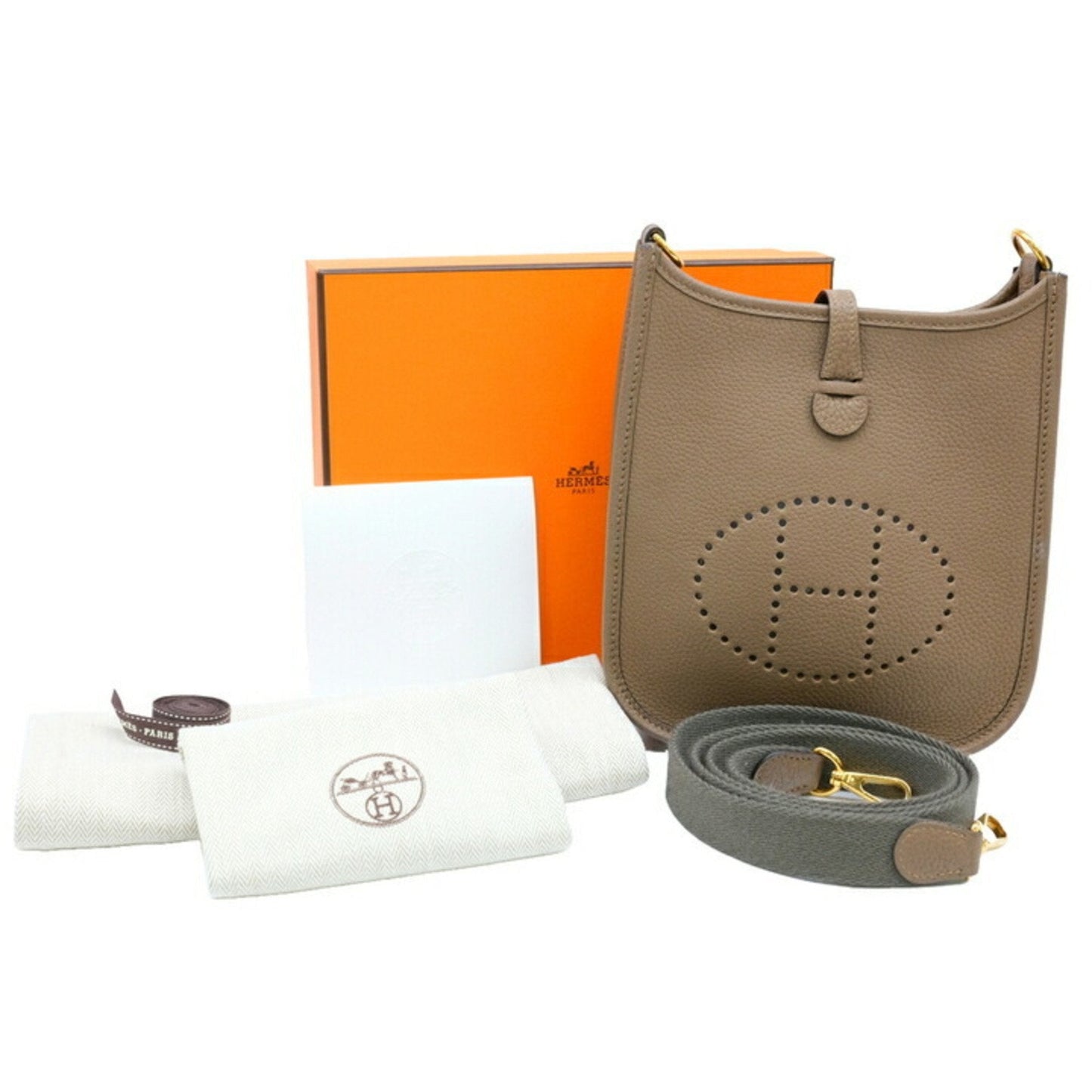 Hermes Etoupe Gray Taurillon Clemence Leather Shoulder Bag ( )