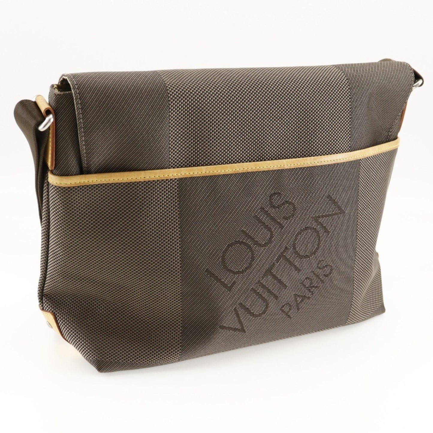 LOUIS VUITTON Roux Shoulder Bag Damier Jean Canvas Tail Made in Brown Crossbody 2way A4 Flap Men's