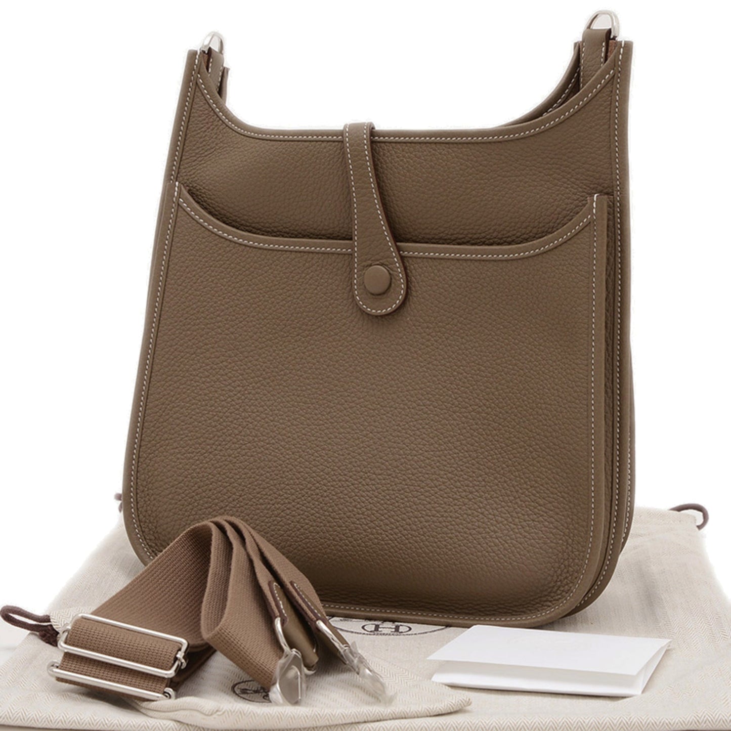 Hermes Evelyne Etoupe Gray Taurillon Clemence Leather Shoulder Bag ( )