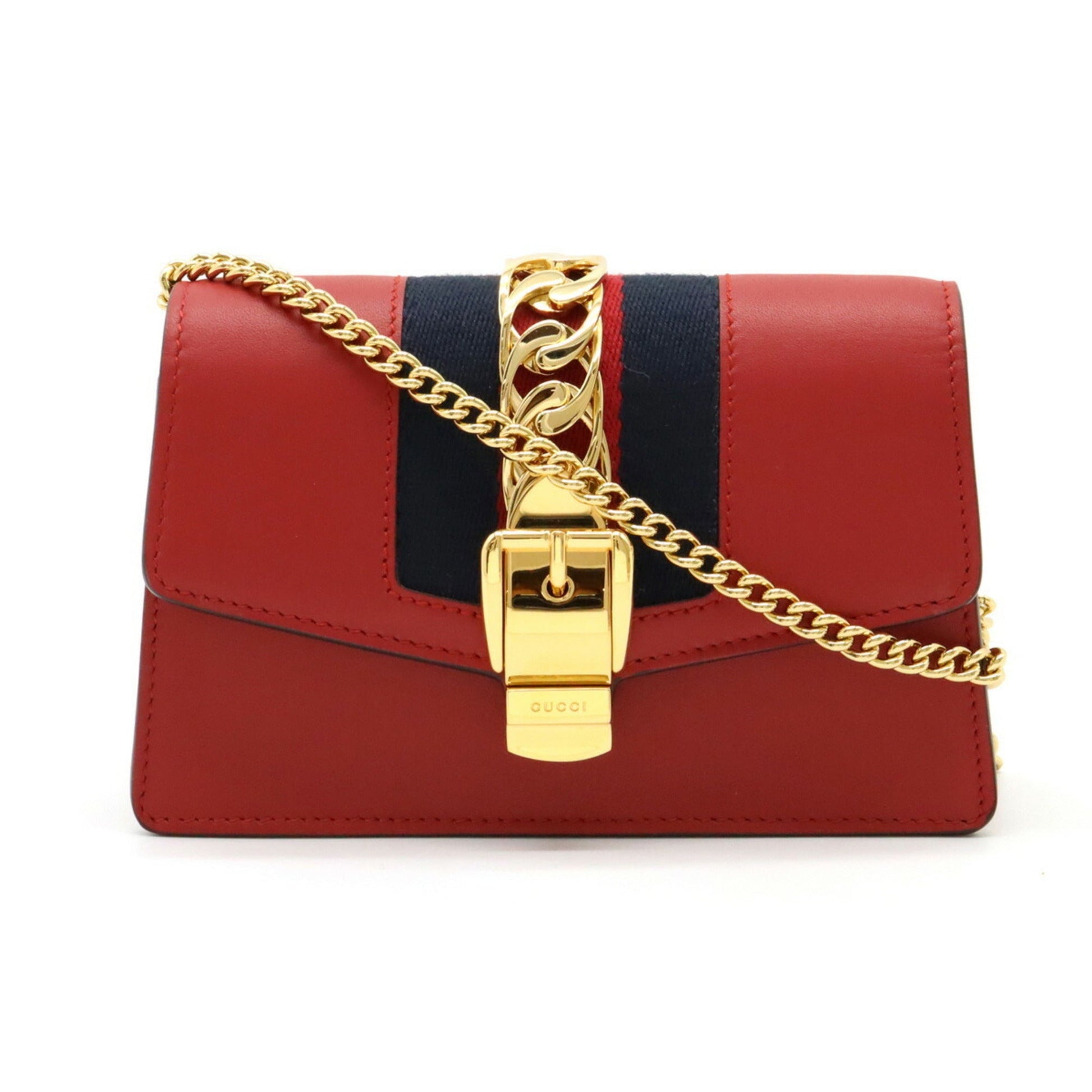 Gucci Sylvie Red Leather Chain Shoulder Bag Style 1