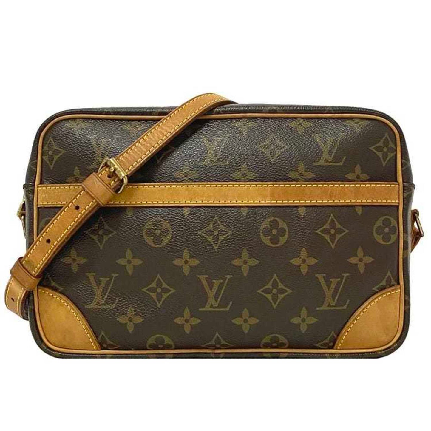 LOUIS VUITTON Shoulder Bag Trocadero 27 Brown Beige Gold Monogram Canvas Nume