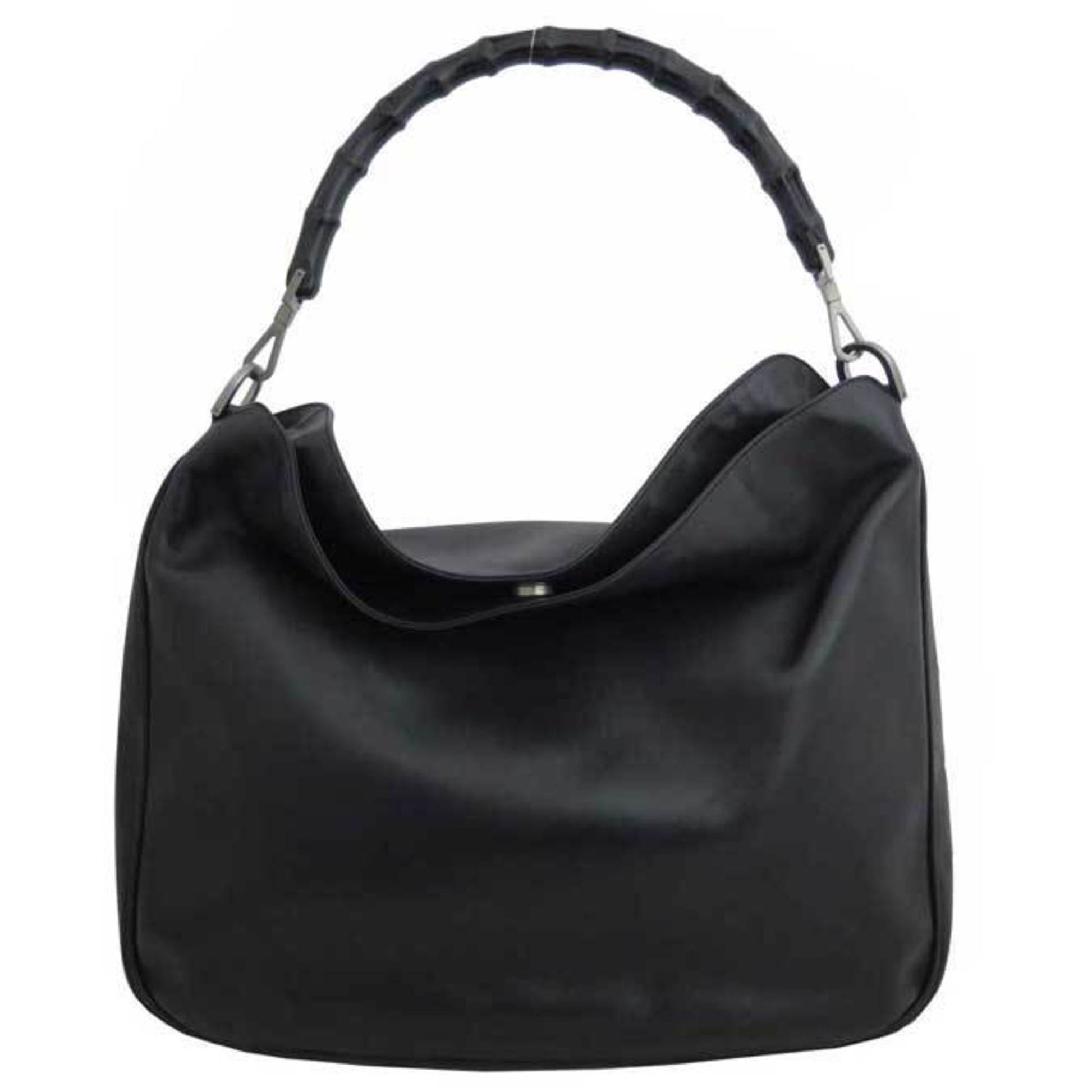 Gucci Bamboo Black Leather Shoulder Bag Style 10