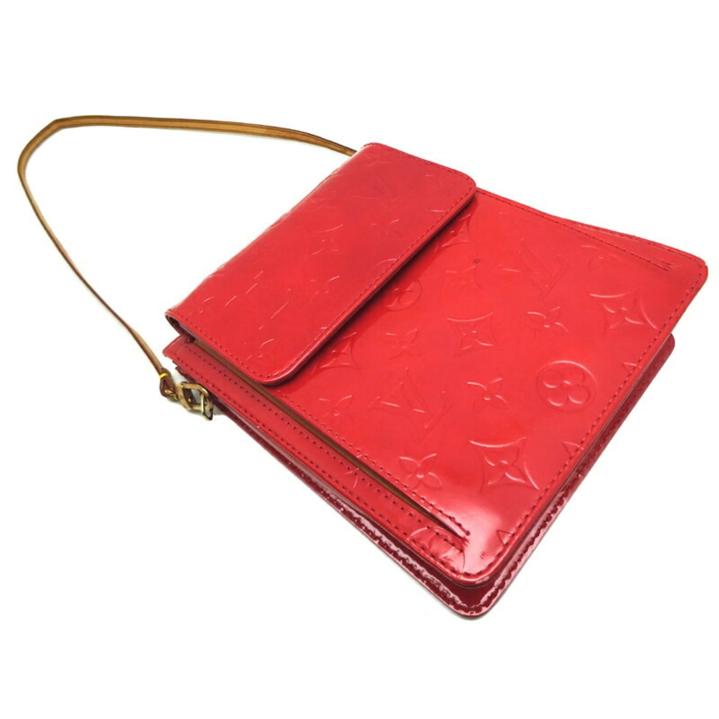 LOUIS VUITTON Mott *There is a crack on the strap Women's shoulder Bag [] Vernis Rouge [Red]