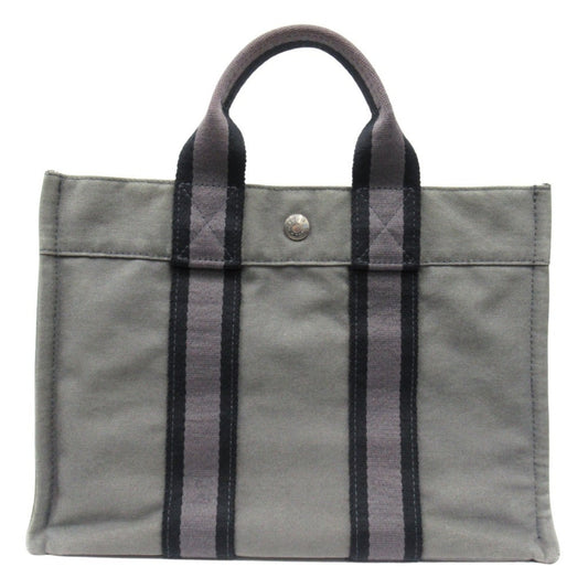 Hermes Fourre Tout Gray Canvas Tote Bag ( )
