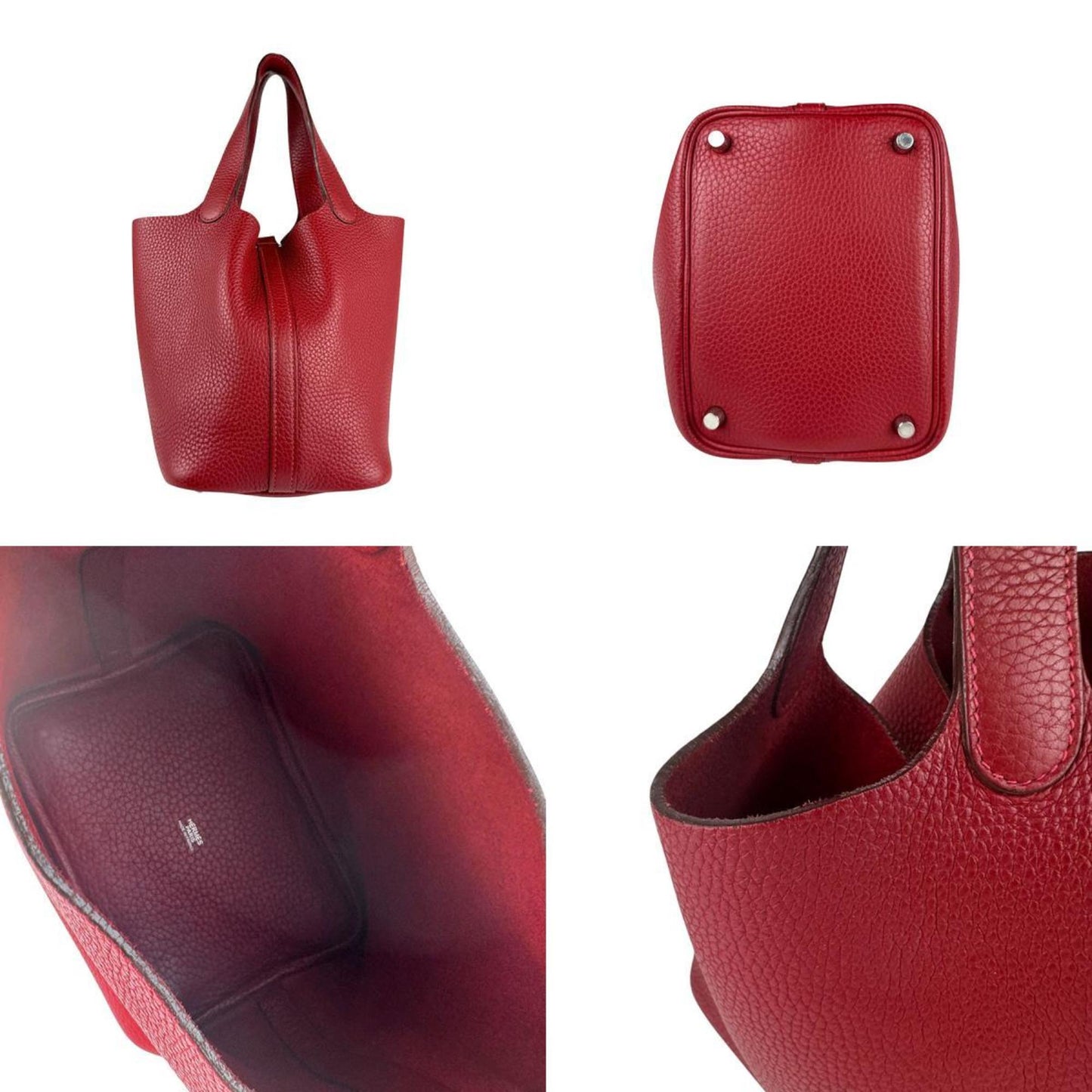 Hermes Dark Red Leather Handbag ( )