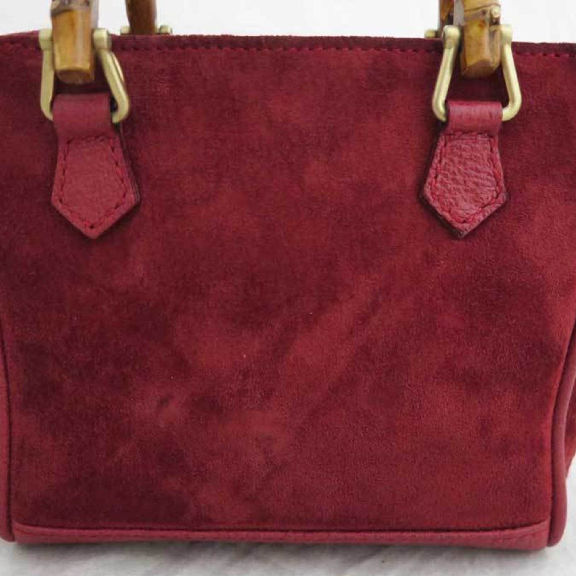 Gucci Bamboo Red Leather Suede Shoulder Bag