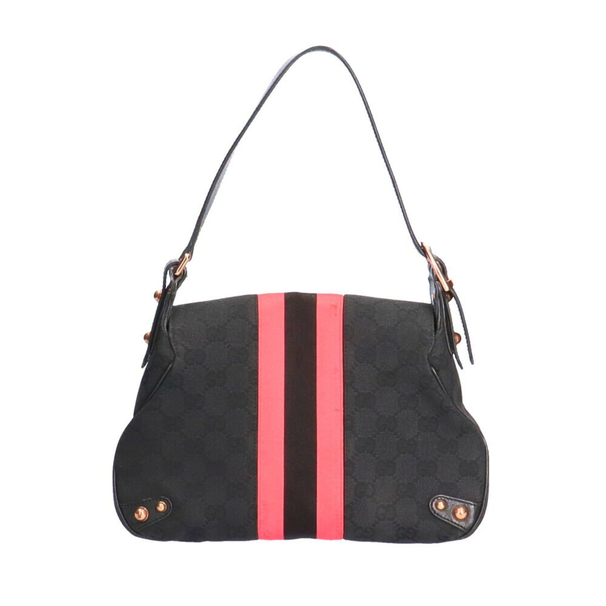 Gucci Horsebit Leather Canvas Shoulder Bag Style 5