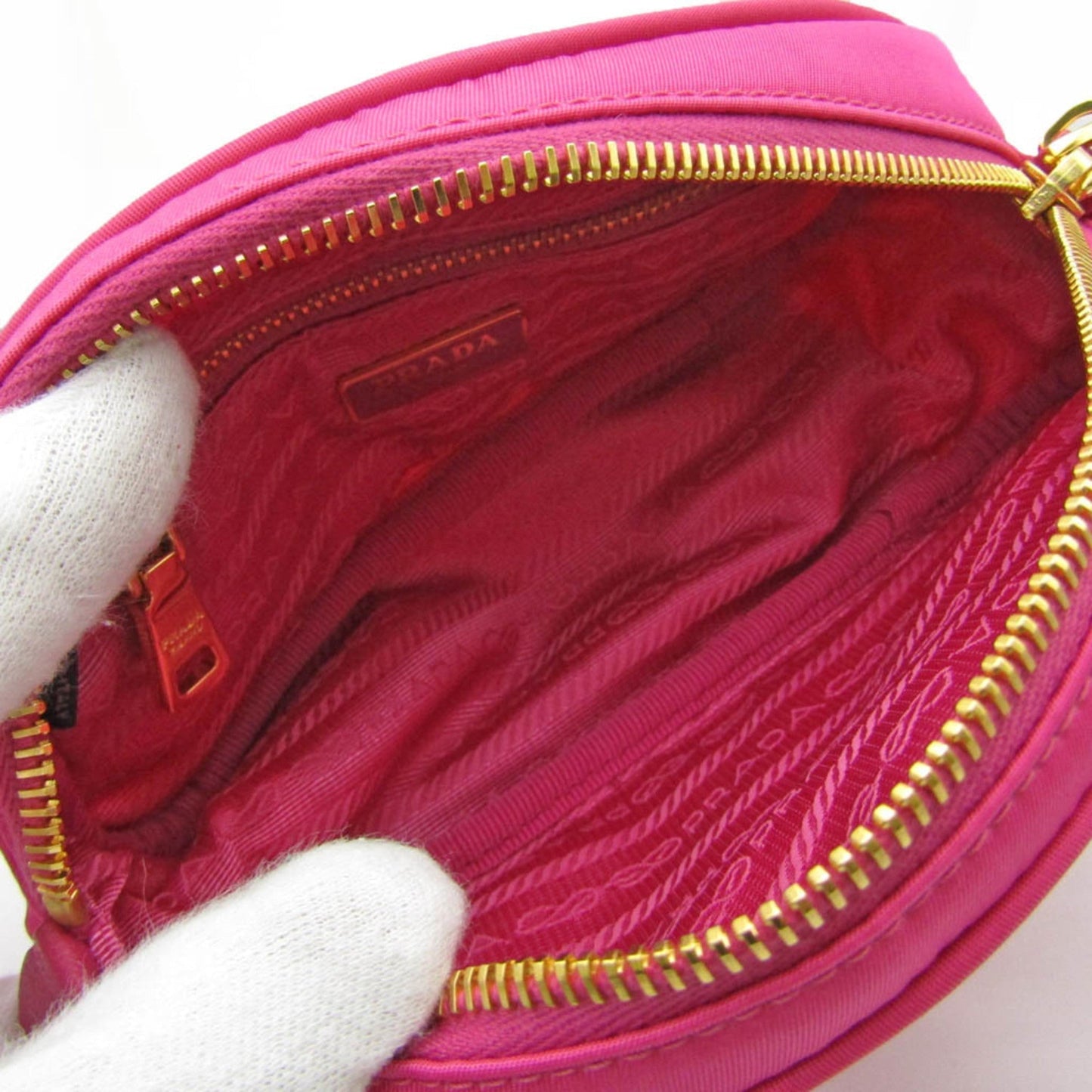 Prada Women's Leather,Nylon Pouch Pink Luxury Handbag