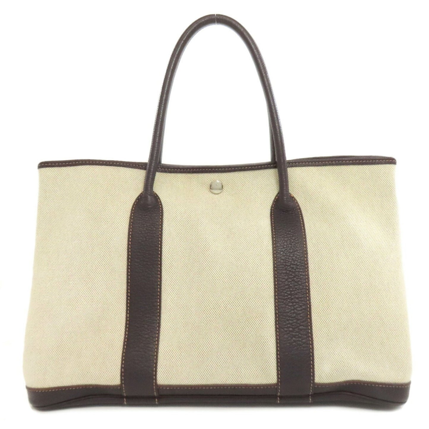 Hermes Garden Marron Toile H Negonda Leather Tote Bag ( )