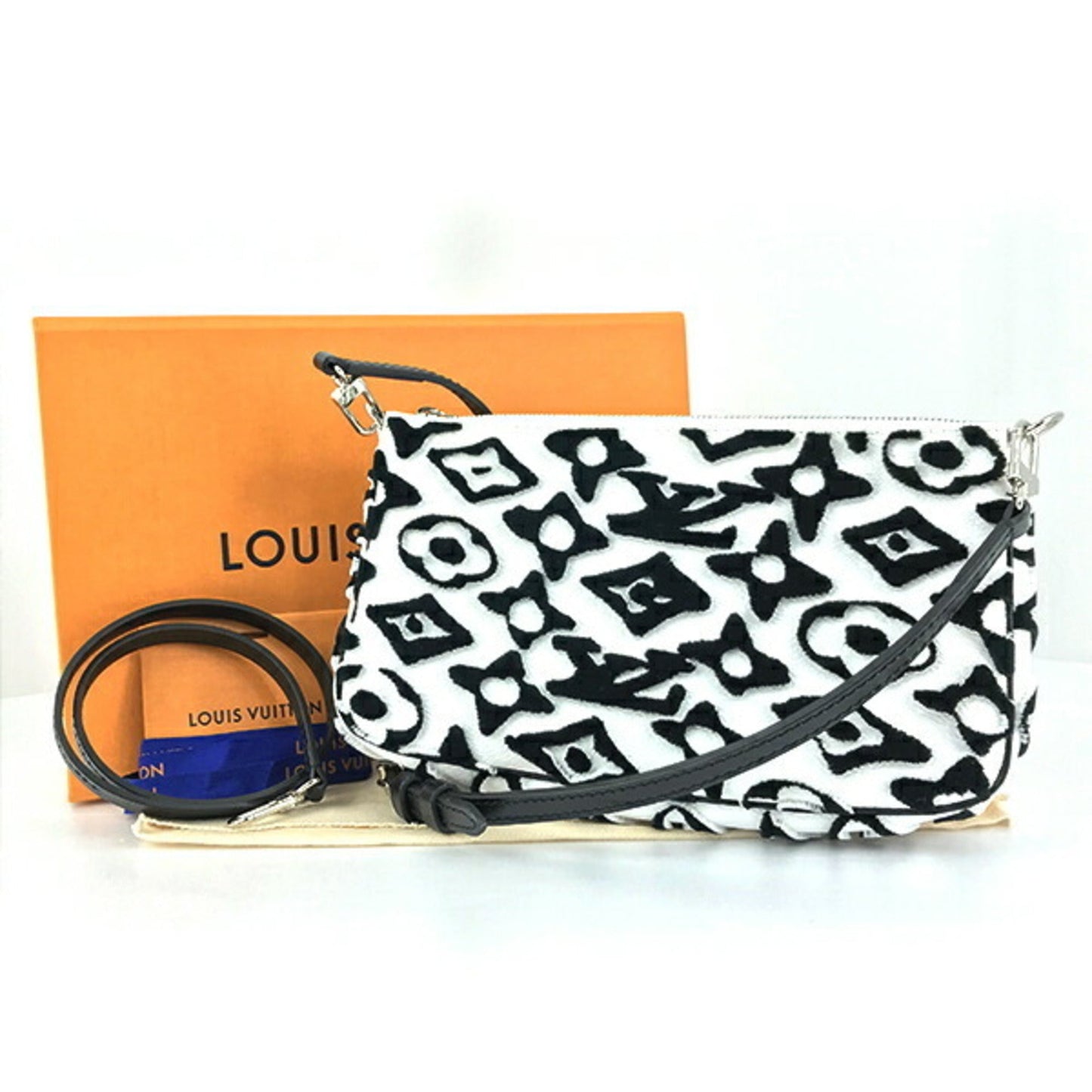 LOUIS VUITTON Mini Pochette Accessory Monogram Urus Fischer LV×UF White Black Women Men Clutch