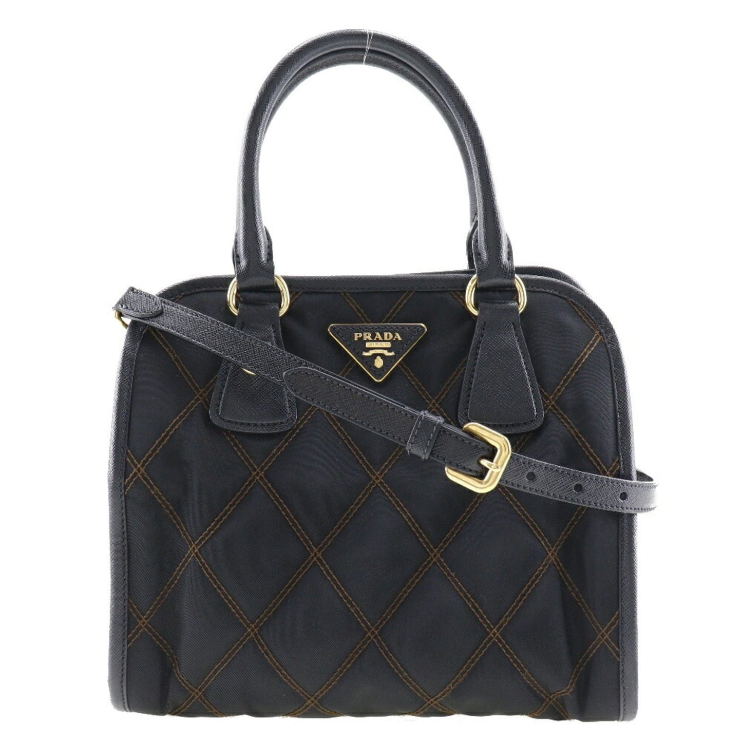 Prada Saffiano HandBag Quilted 2WAY Shoulder Nylon Crossbody Magnetic Type Safiano Ladies