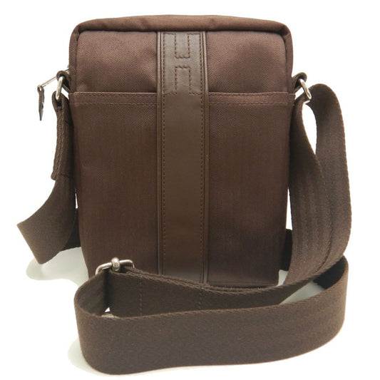 Hermes Brown Dark Brown Toile Chevron Shoulder Bag ( )