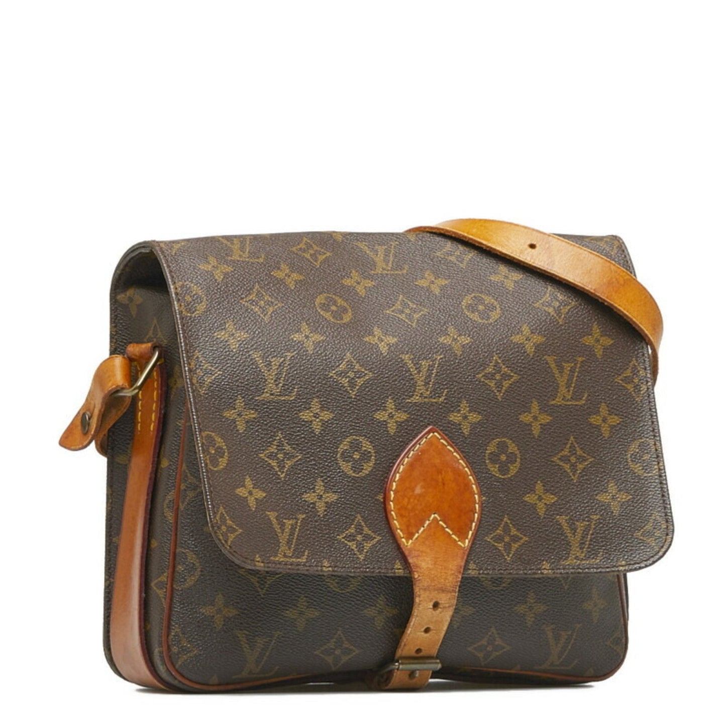 LOUIS VUITTON Monogram Cartesier GM Shoulder Bag Brown PVC Leather Women's