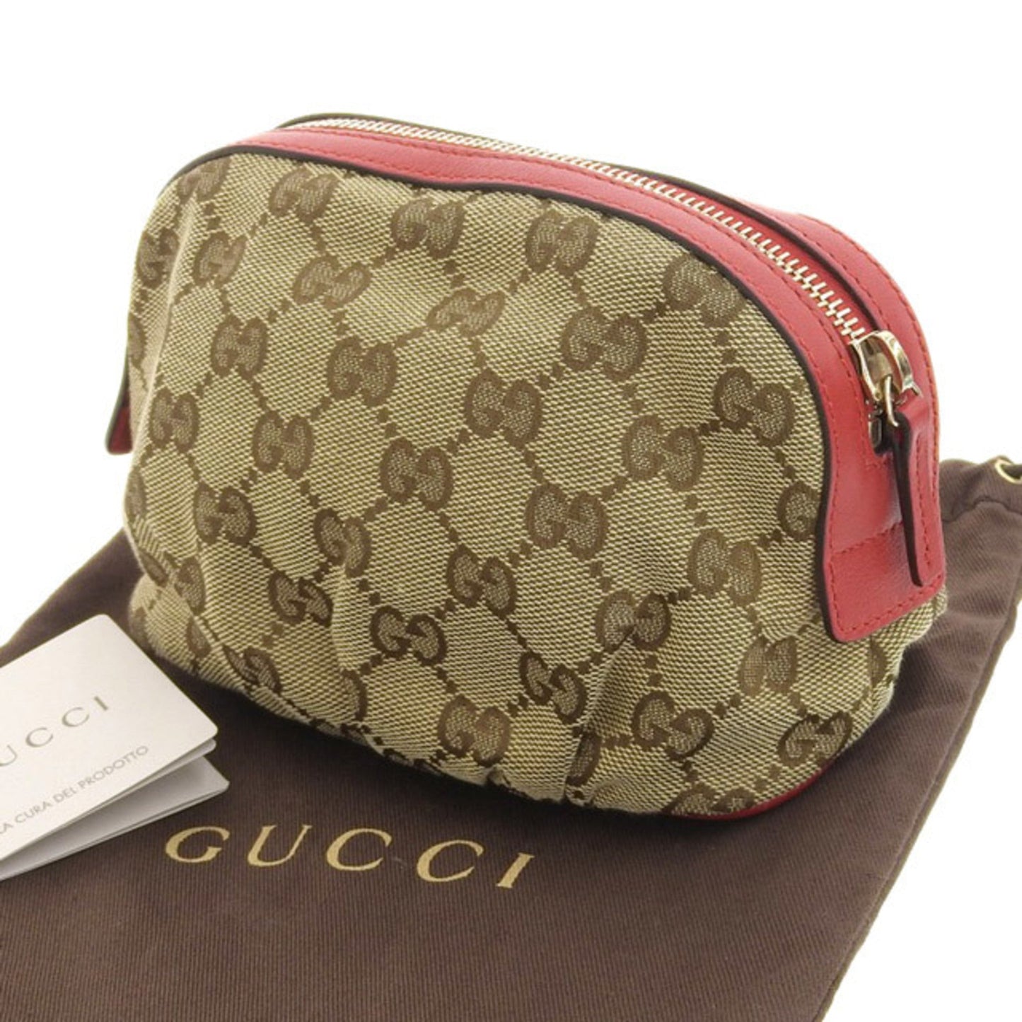 Gucci Brown Leather Canvas Clutch Style 1