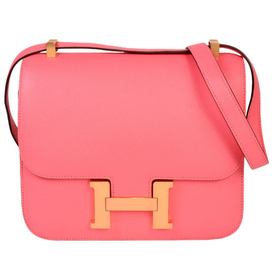 Hermes Constance Pink Rose Azalee Evercalf Leather Shoulder Bag ( )