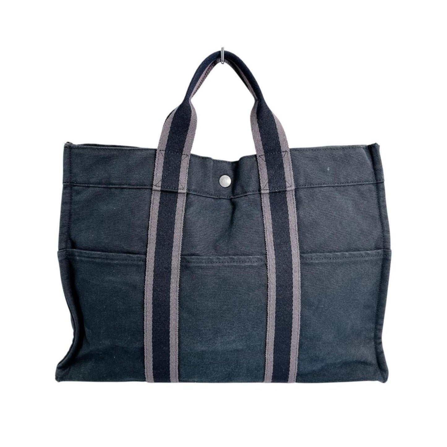 Hermes Her Line Black Canvas Tote Bag ( )