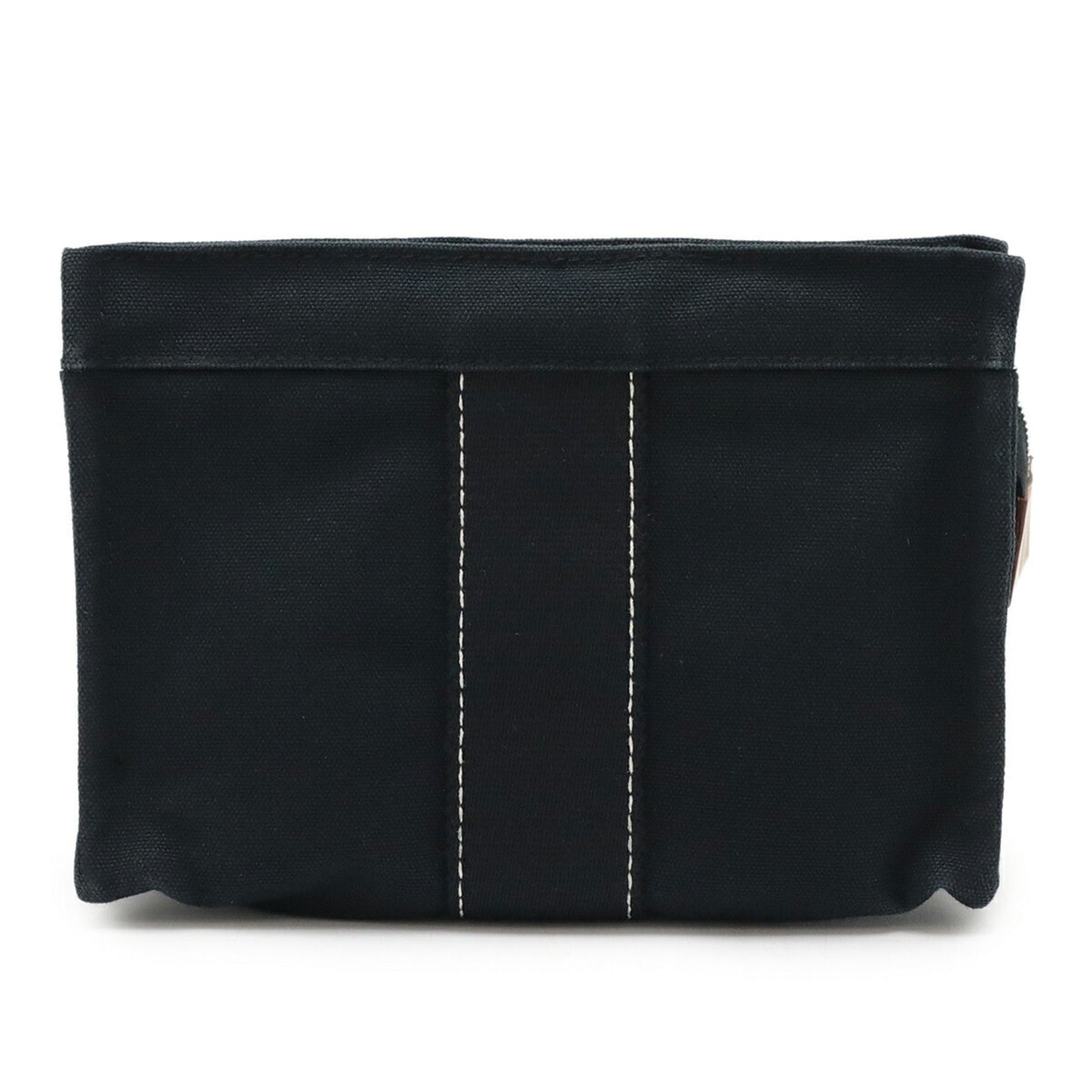 Hermes Deauville Black Canvas Leather Pouch ( )