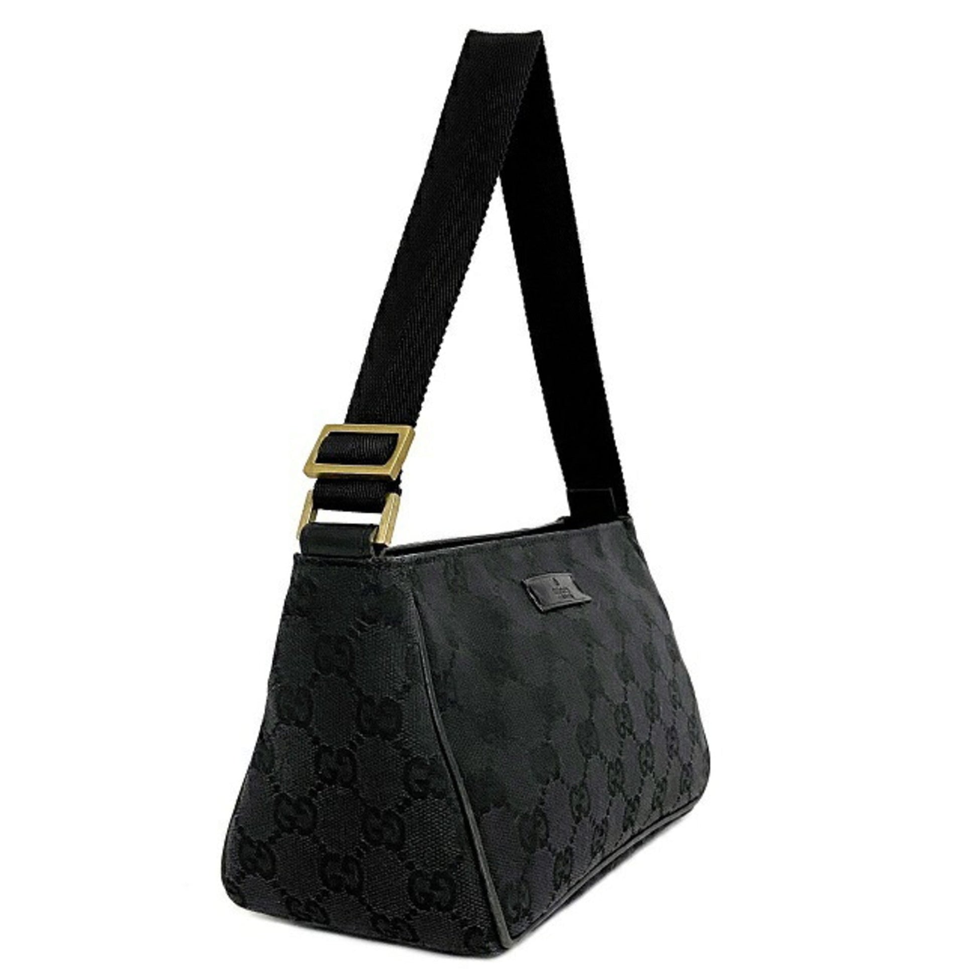 Gucci Black Leather Canvas Handbag Style 5