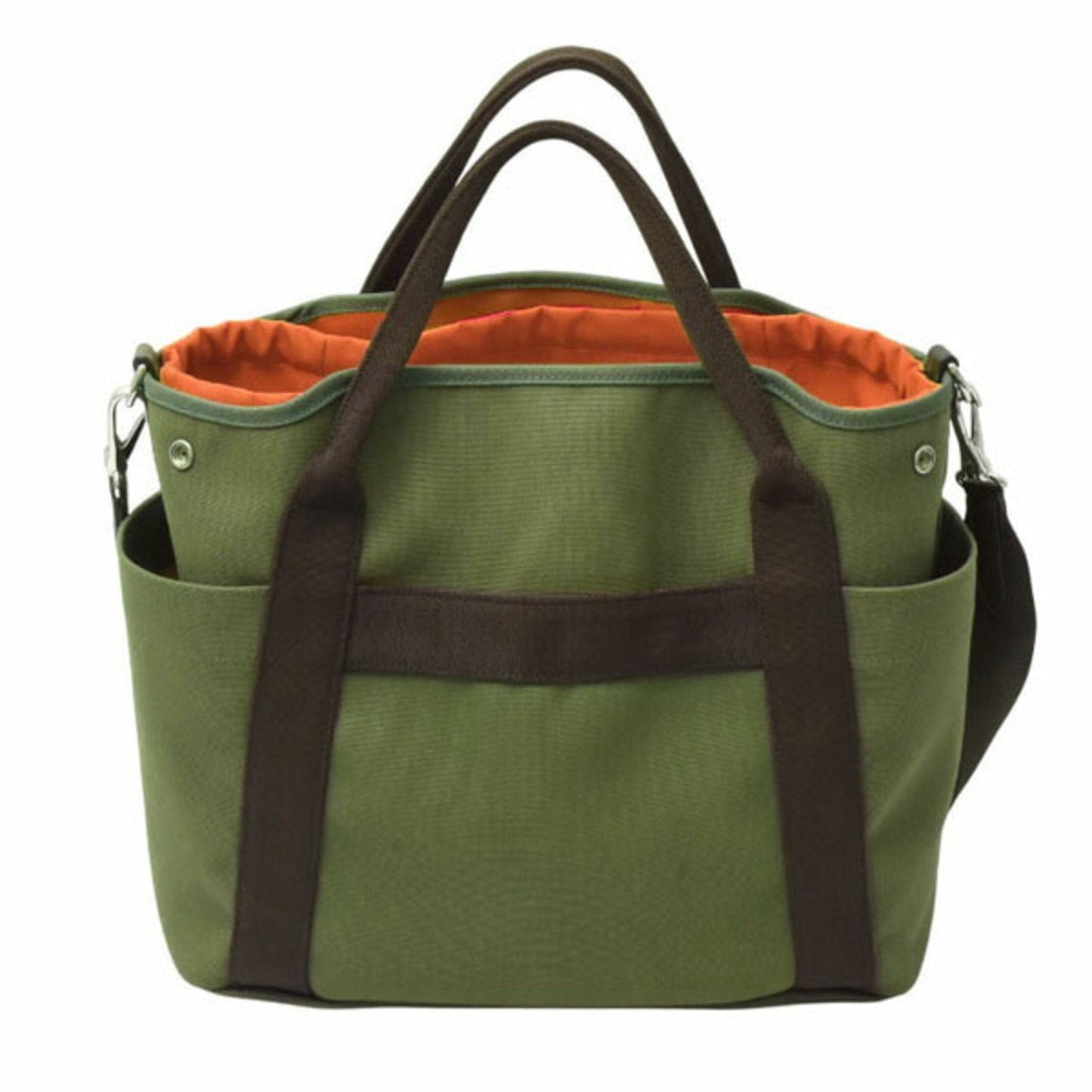 Hermes Feu Khaki Orange Canvas Tote Bag ( )