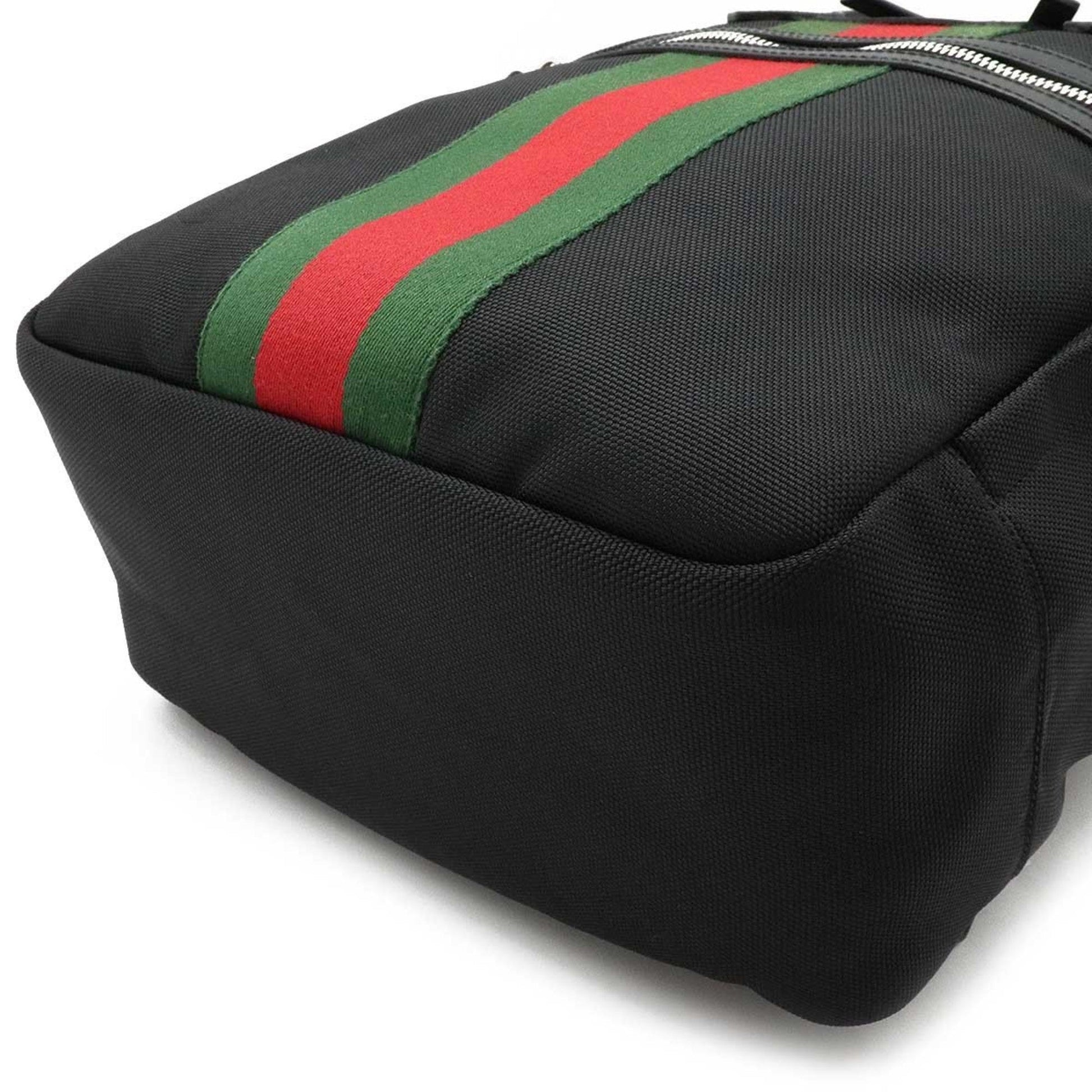 Gucci Sherry Line Black Leather Canvas Backpack