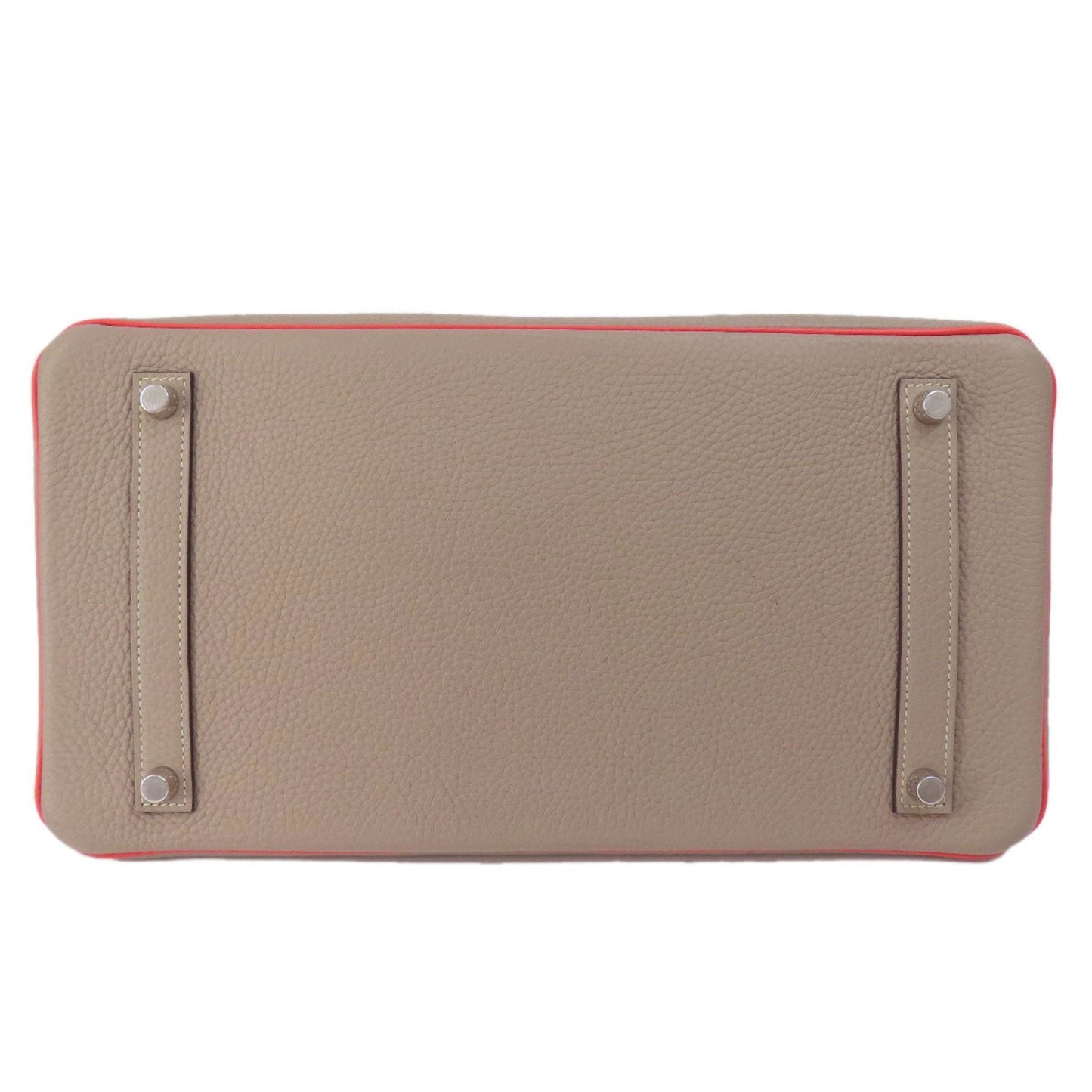 Hermes Grayish Red Color Taurillon Clemence Leather Handbag ( )
