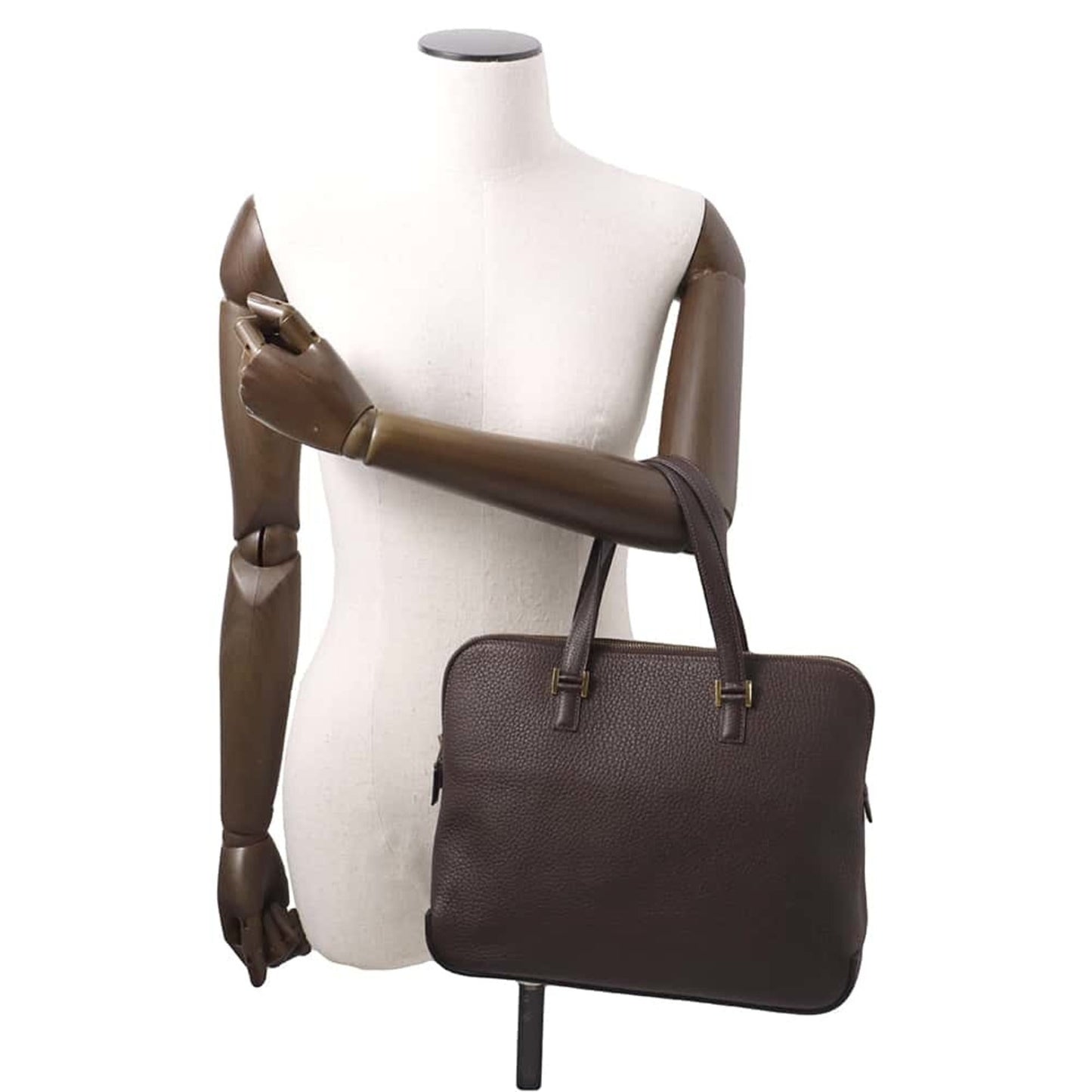Hermes Escapada Brown Fjord Leather Handbag ( )