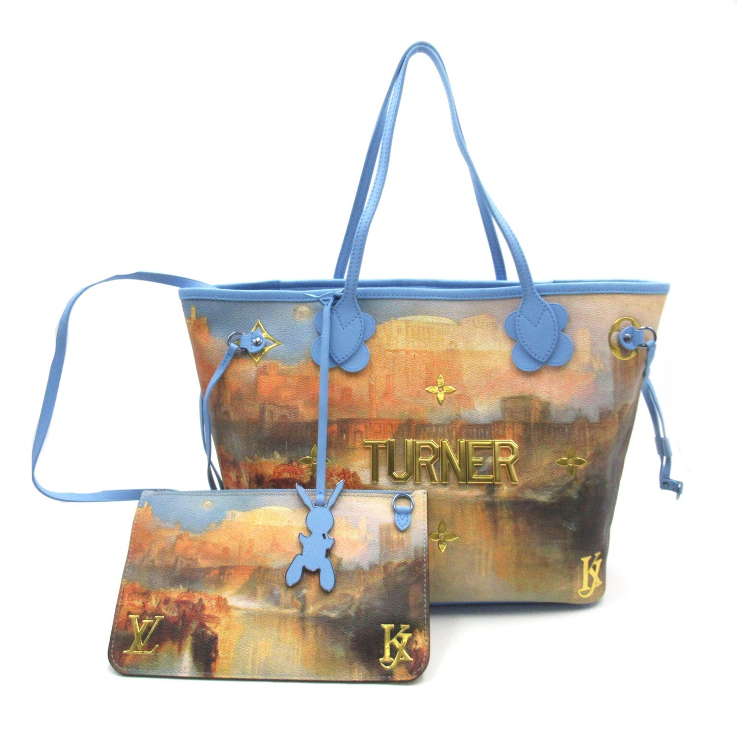 LOUIS VUITTON Turner Neverfull MM Blue Brown Masters collection PVC coated canvas Tote