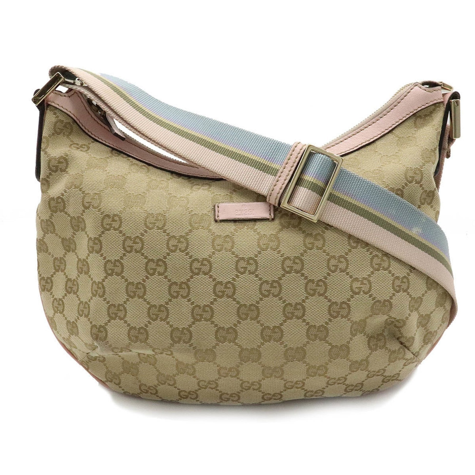 Gucci Beige Leather Canvas Shoulder Bag Style 1