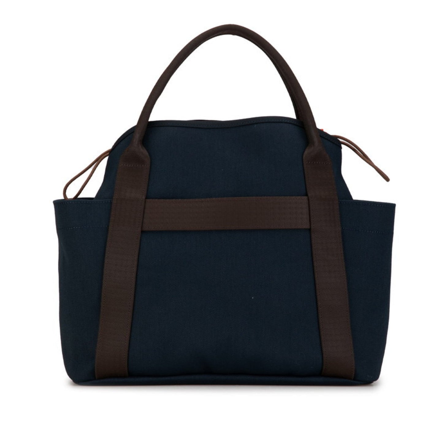 Hermes Brown Navy Canvas Leather Handbag Shoulder Bag Tote Bag ( )