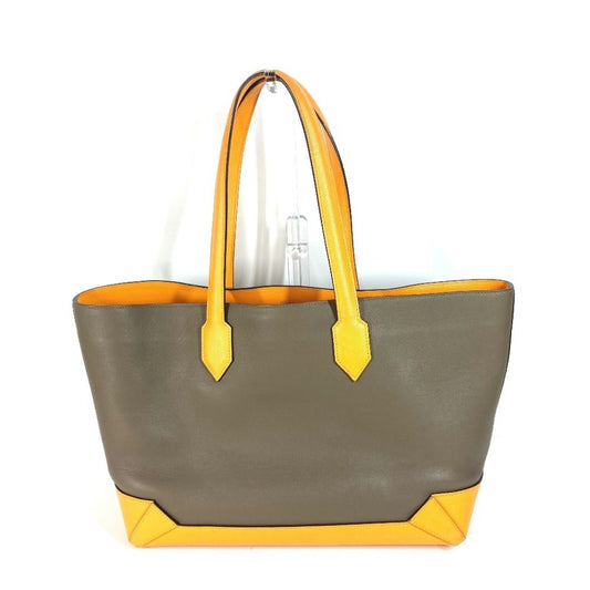 Hermes Grayish Yellow Epsom Leather Evercalf Leather Shoulder Bag Tote Bag ( )