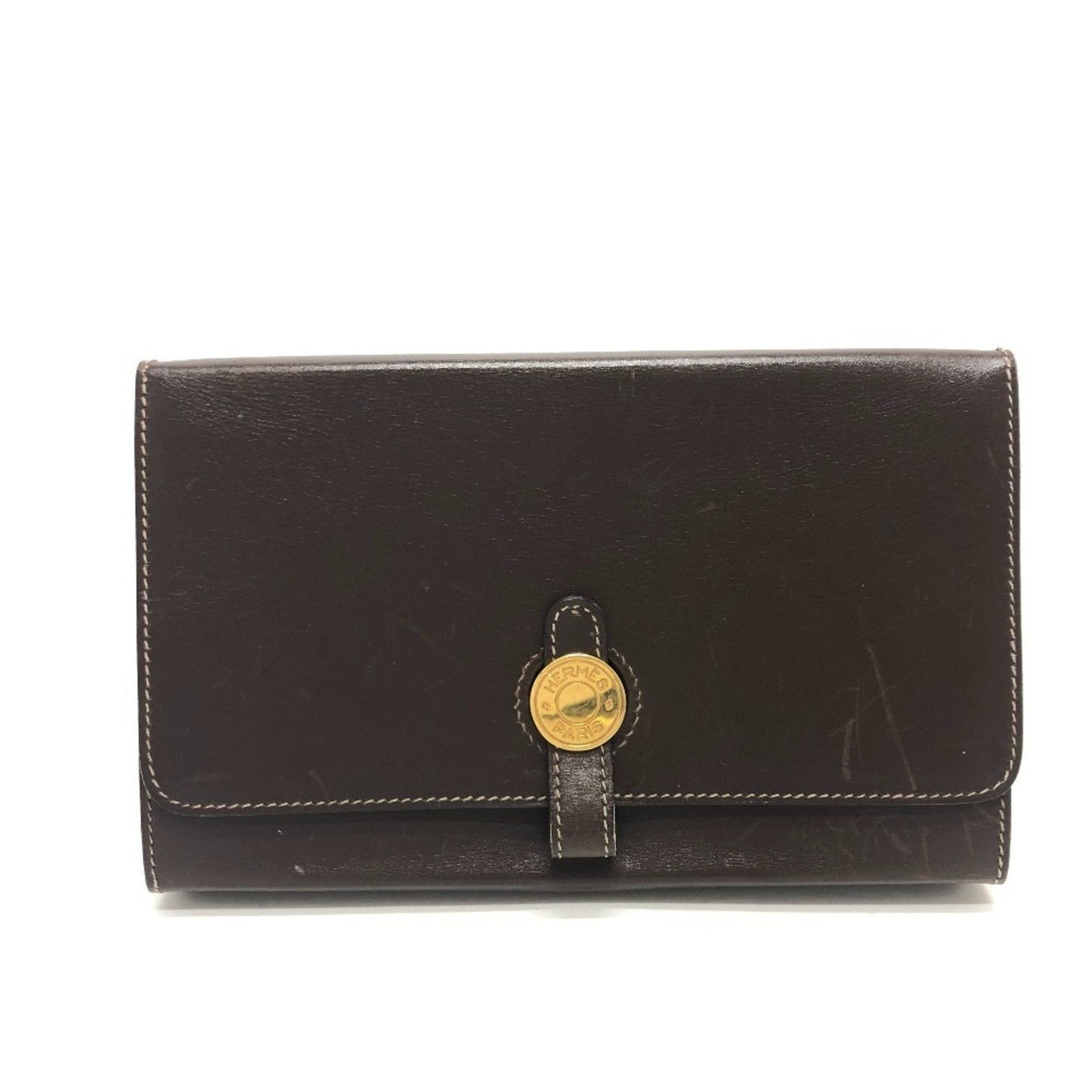 Hermes Brown Box Calf Leather Pouch ( )