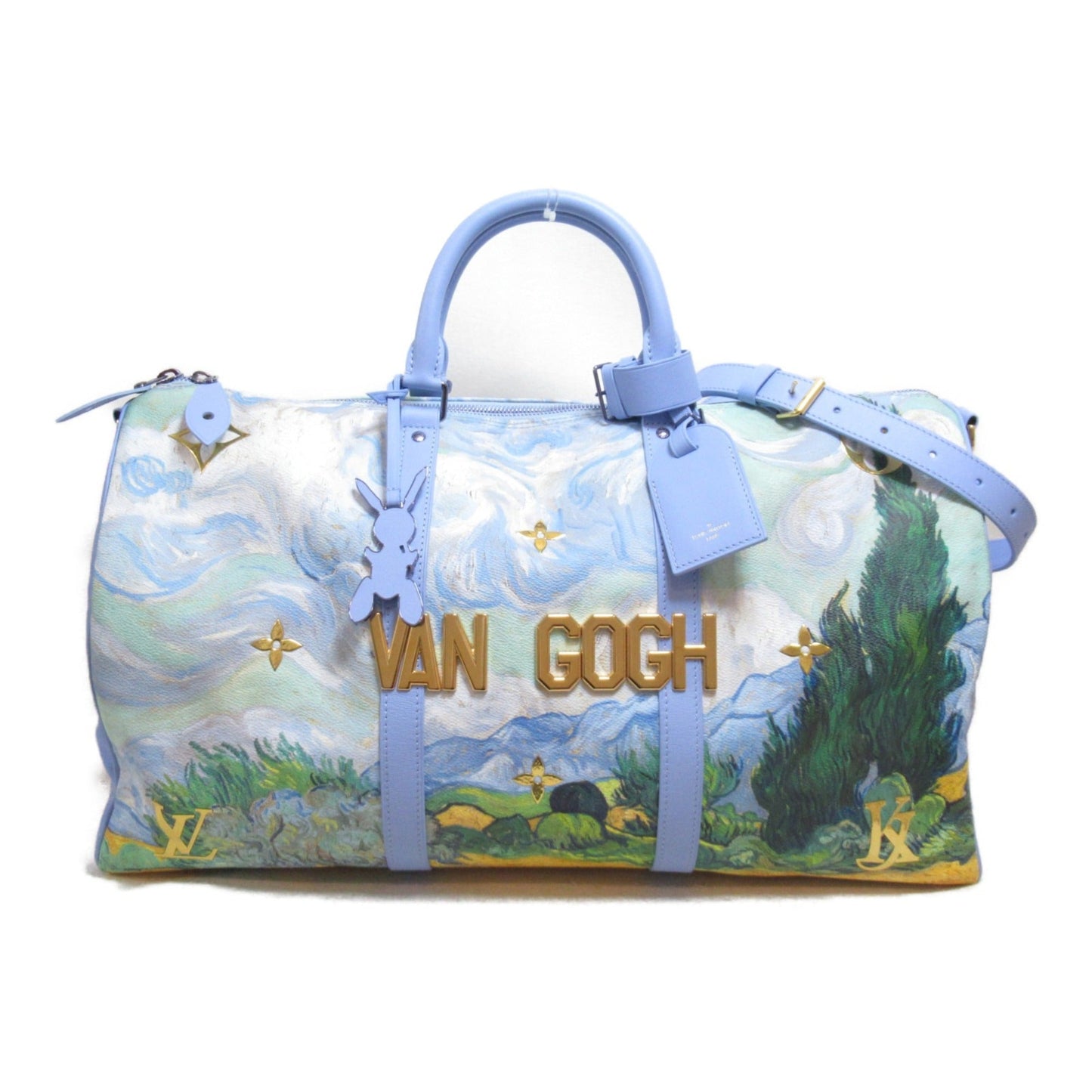 LOUIS VUITTON Van Gogh Keepall Bandouliere 50 Boston Bag Blue PVC coated canvas Masters collection