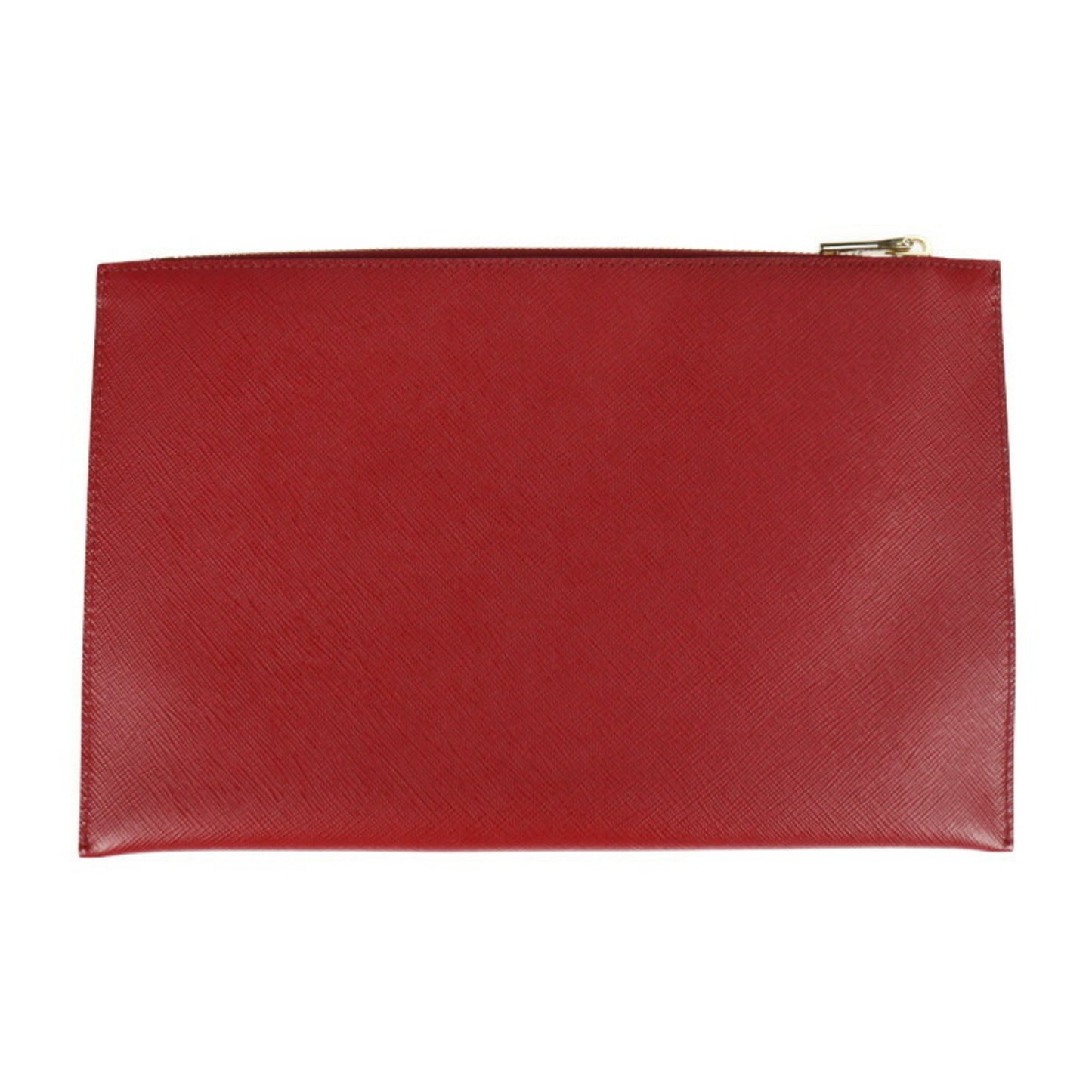 Prada CONTENITORE PIATTO clutch Bag saffiano leather FUOCO second triangle logo plate