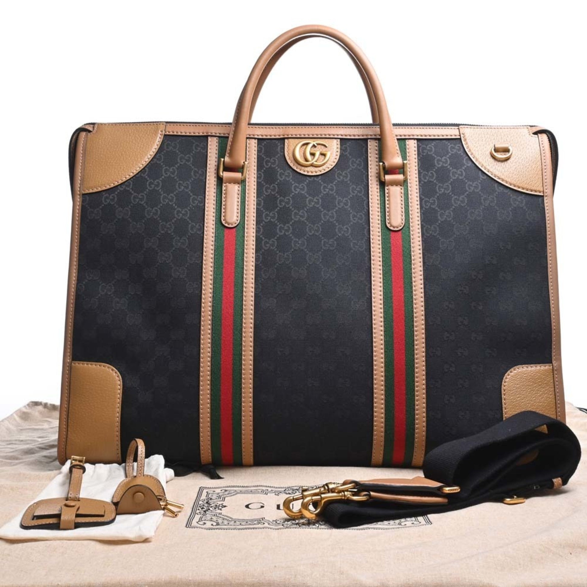 Gucci Leather Canvas Shoulder Bag