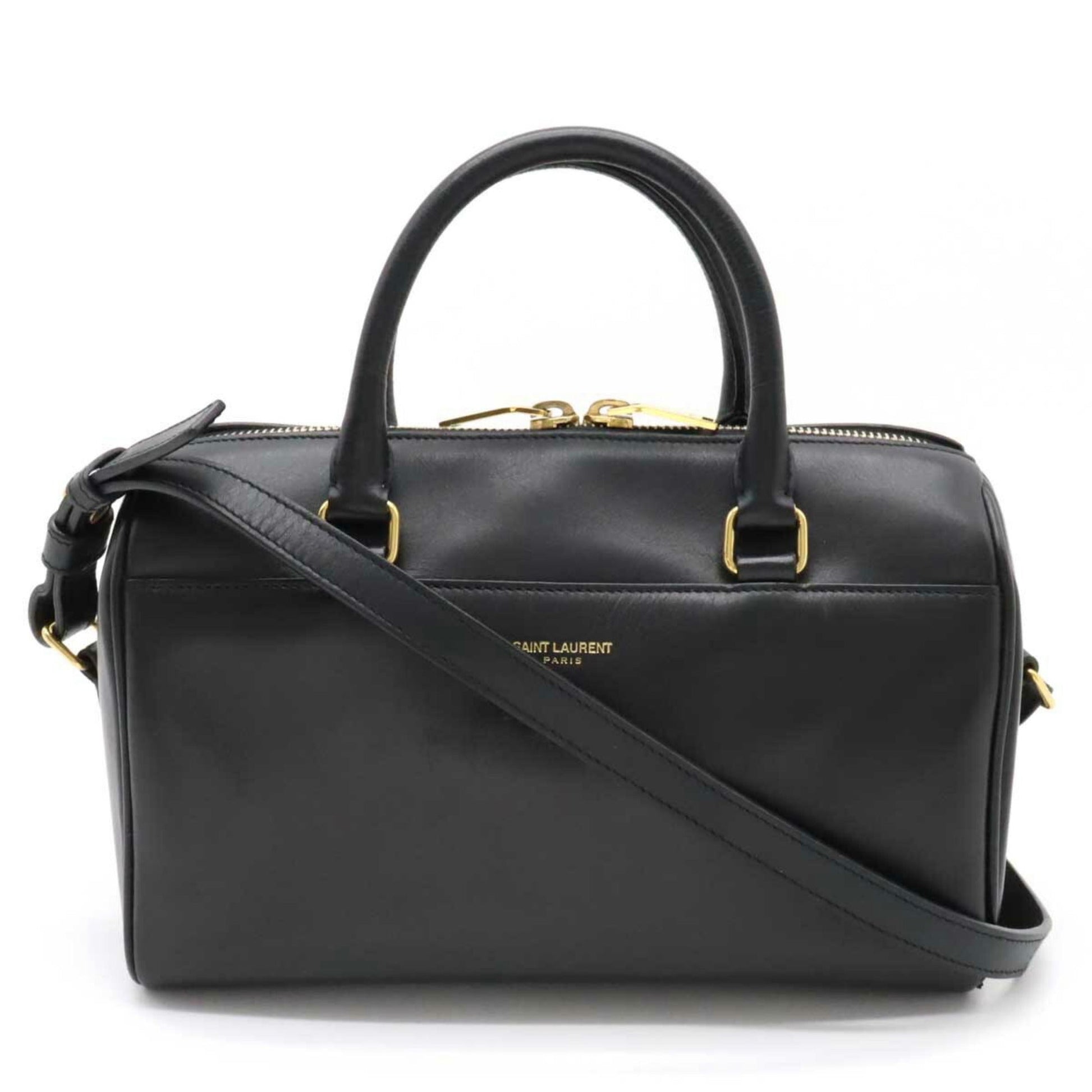 Yves Saint Laurent SAINT LAURENT PARIS Saint Laurent Paris YSL Yves Baby Duffle HandBag Shoulder Leather Black