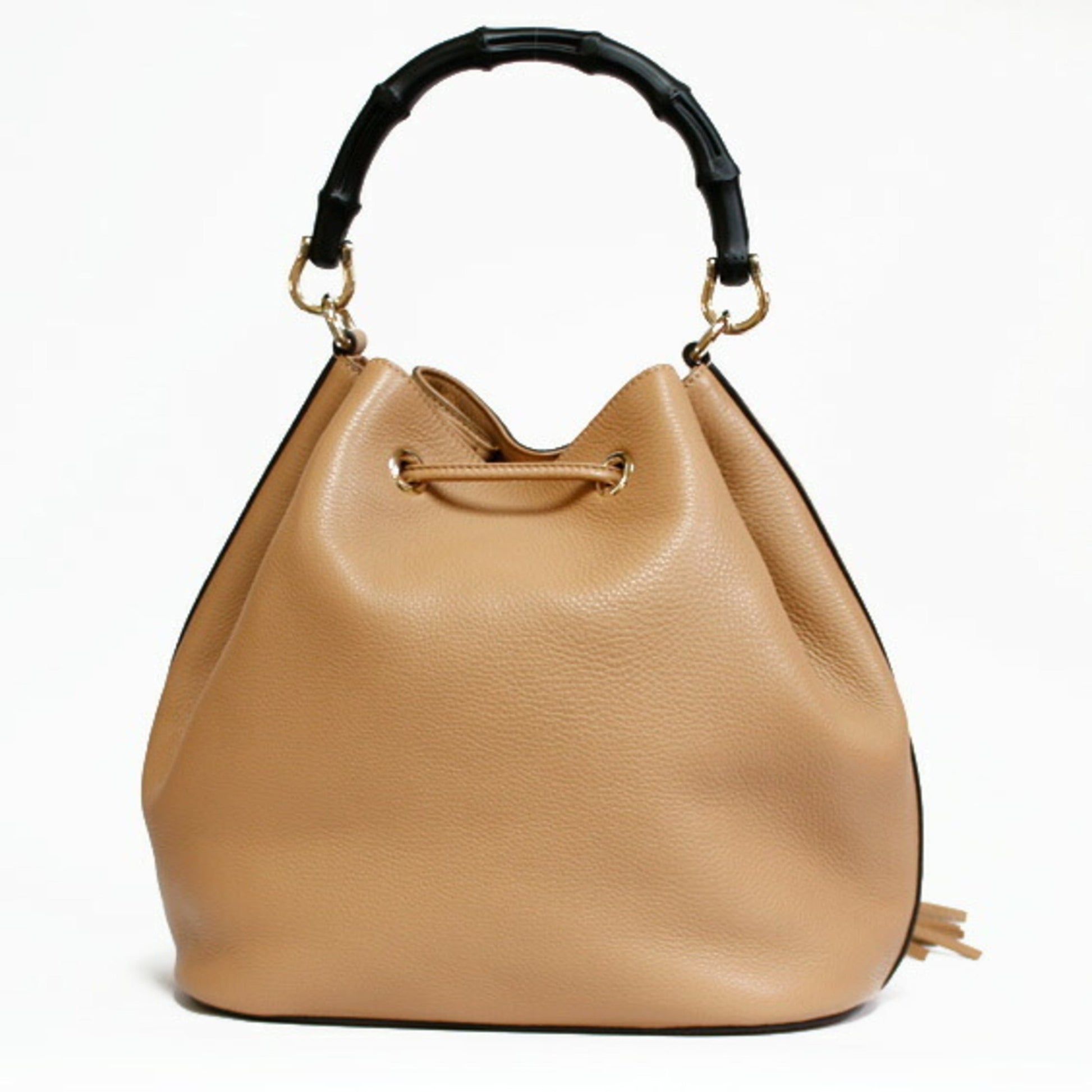 Gucci Bamboo Beige Leather Shoulder Bag
