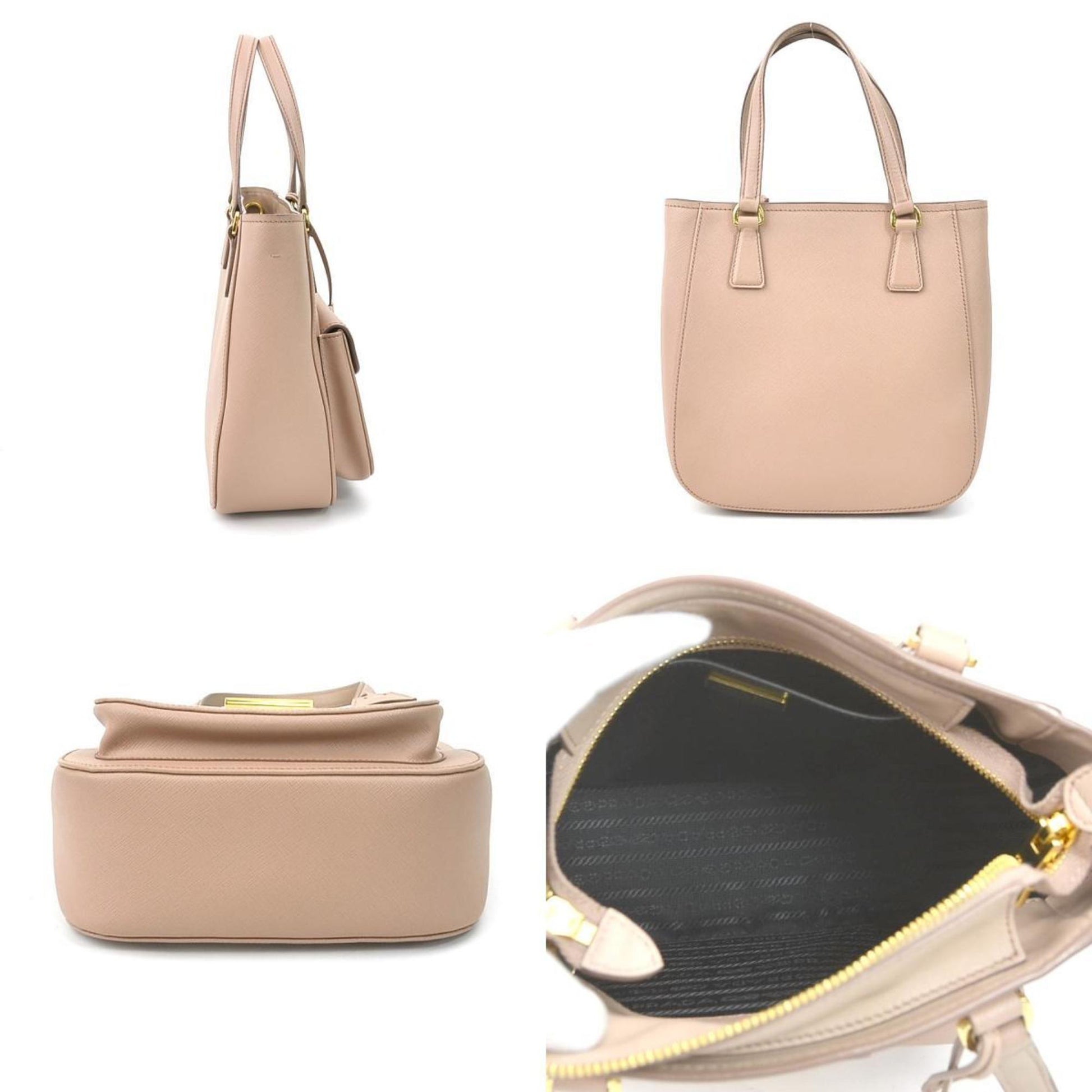 Prada HandBag Crossbody Shoulder Bag Leather Pink Beige Ladies